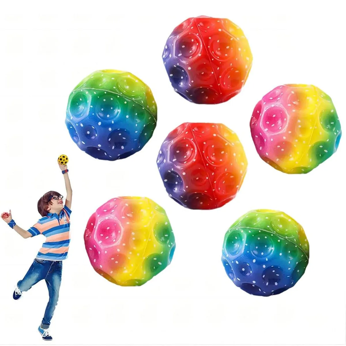 Super Bouncing Moon Crater Texture Fidget Ball (Pack Of 1)
