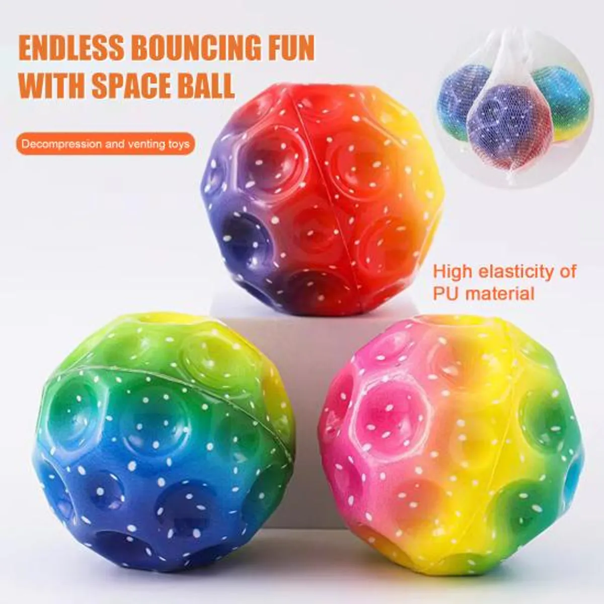 Moon Ball Crater Texture Super Bouncing Fidget Ball (Pack Of 1)