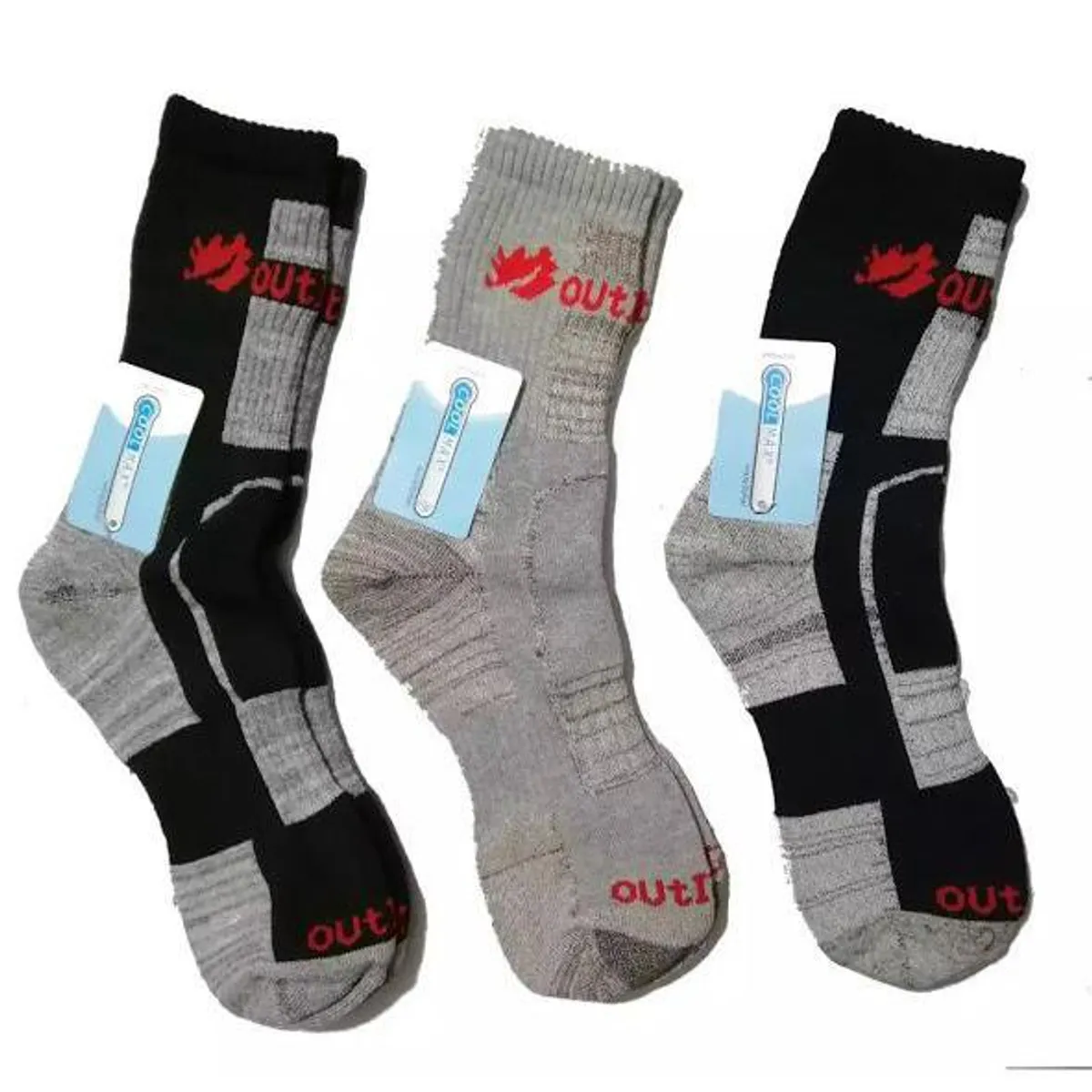 Pack of 3 Men's Hiking Socks – Cotton Coolmax Trekking & Ski Socks, Multicolor Free Size