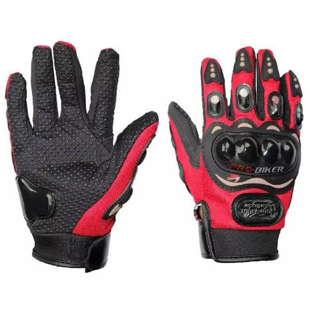 Red/Black Pro Biker Grip Full Gloves For Men