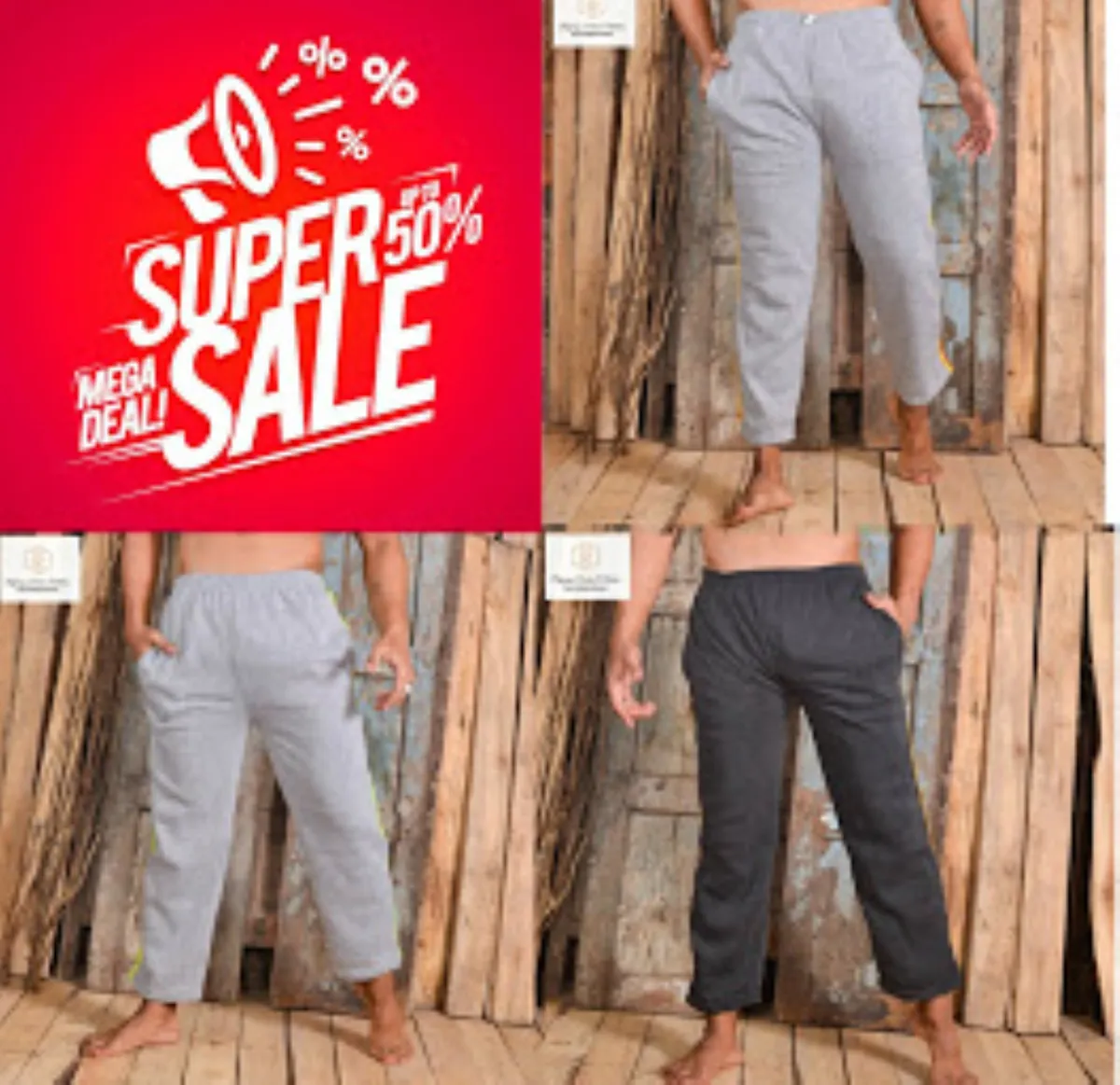 Pack Of 3 Stripe Cotton Sweatpants/Gym/Jogging Trouser For Men Multi-Color  - free size (Multicolor)