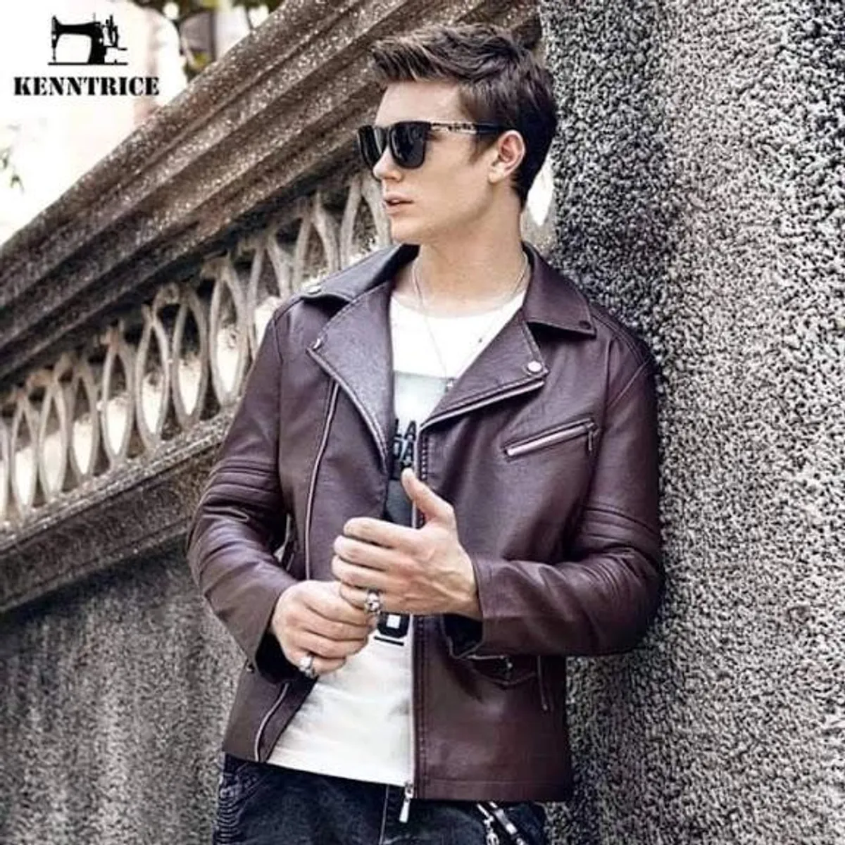 New Autumn Men's Leather Jacket For Men - Coffee 