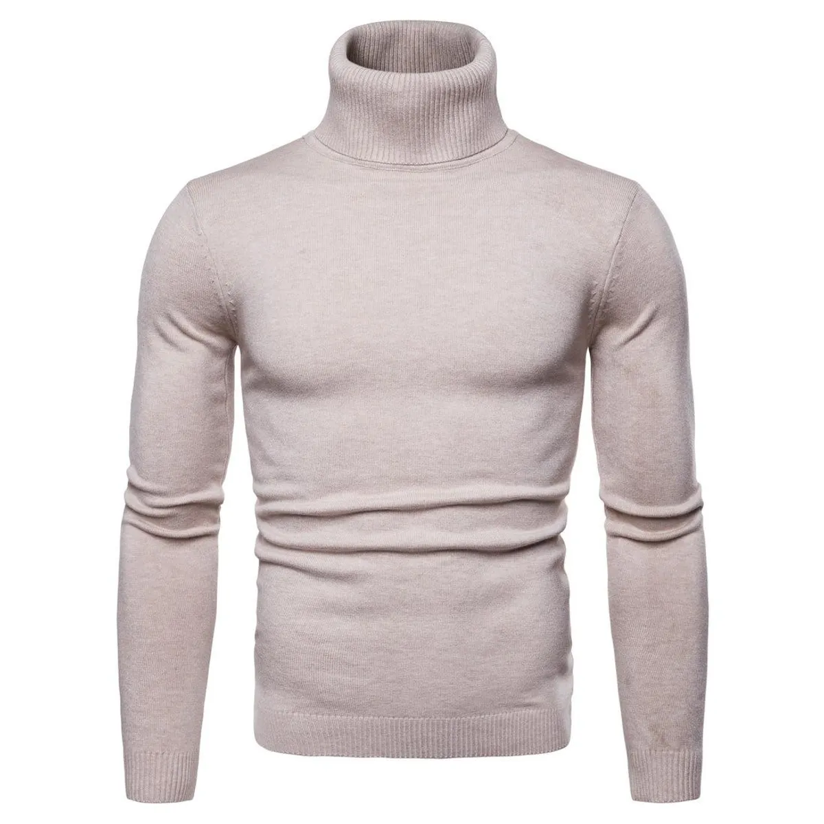 Winter Warm Turtleneck Sweater Men Fashion Solid Knitted Men Sweaters Casual Men Double Collar Slim Fit Pullover 
