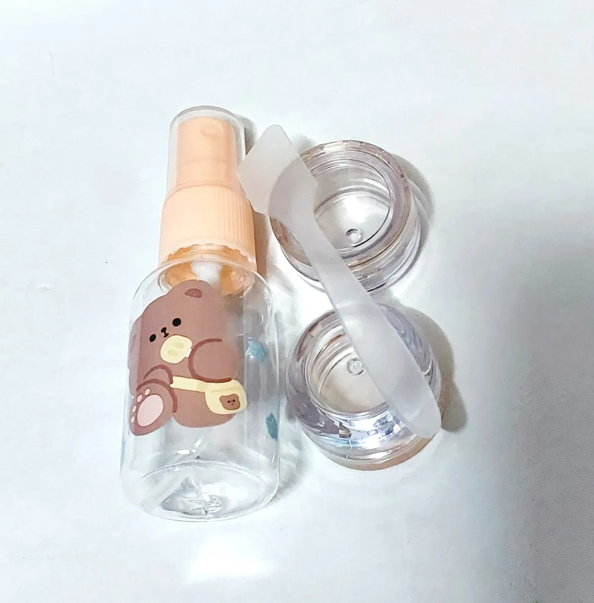3 Pcs Travel Kit Refillable Cosmetic Bottles Set With Spatula - Multicolor