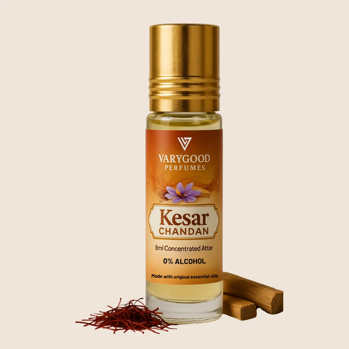 VaryGood Kesar Chandan Attar Roll-On 8ml  for Men & Women