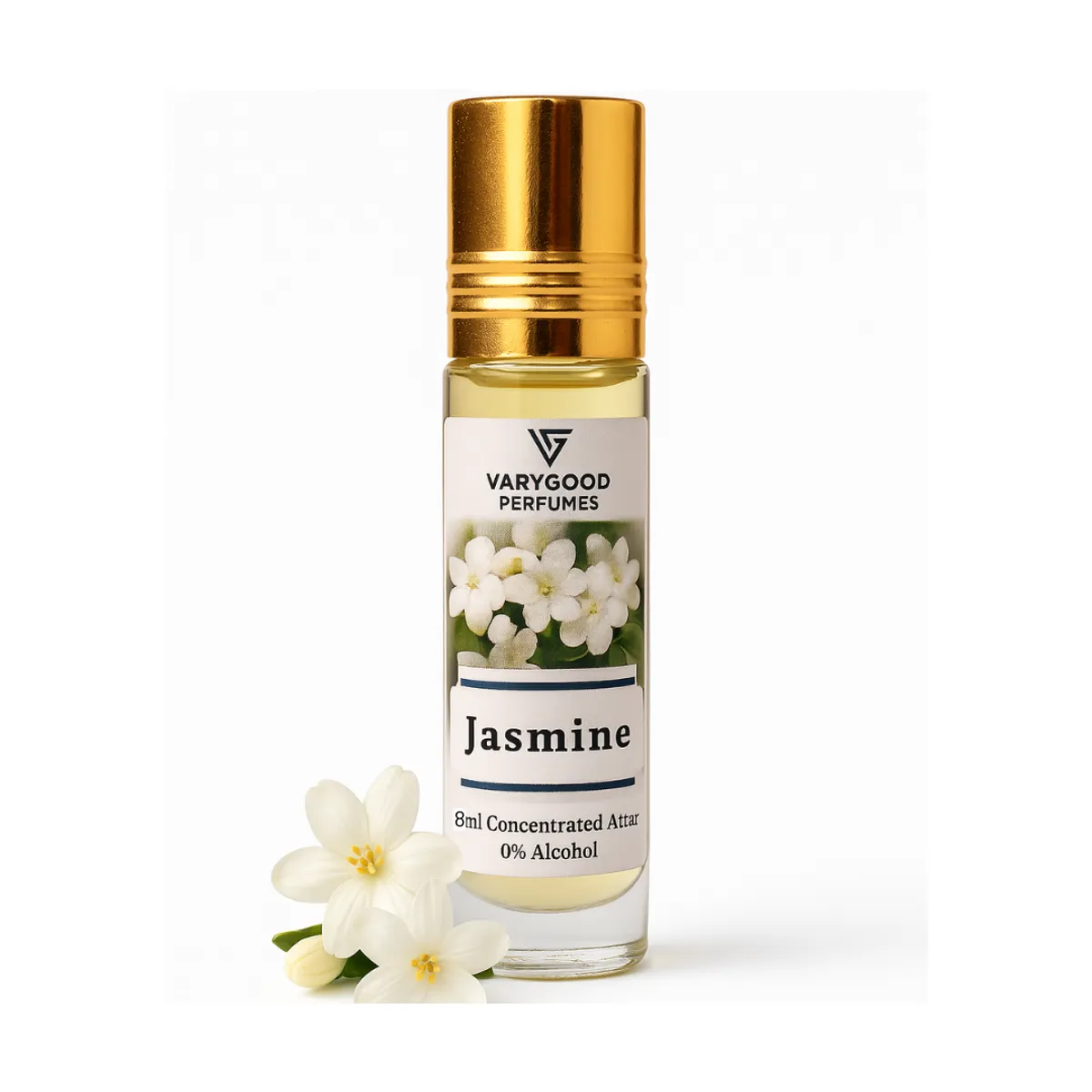 VaryGood Jasmine Attar Roll On - 8ml Long Lasting Concentrated Perfume for Men & Women | Alcohol-Free Natural Fragrance