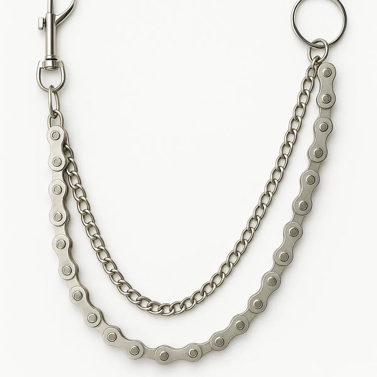  2 Layer Wallet Chain for Men & Women (Silver)