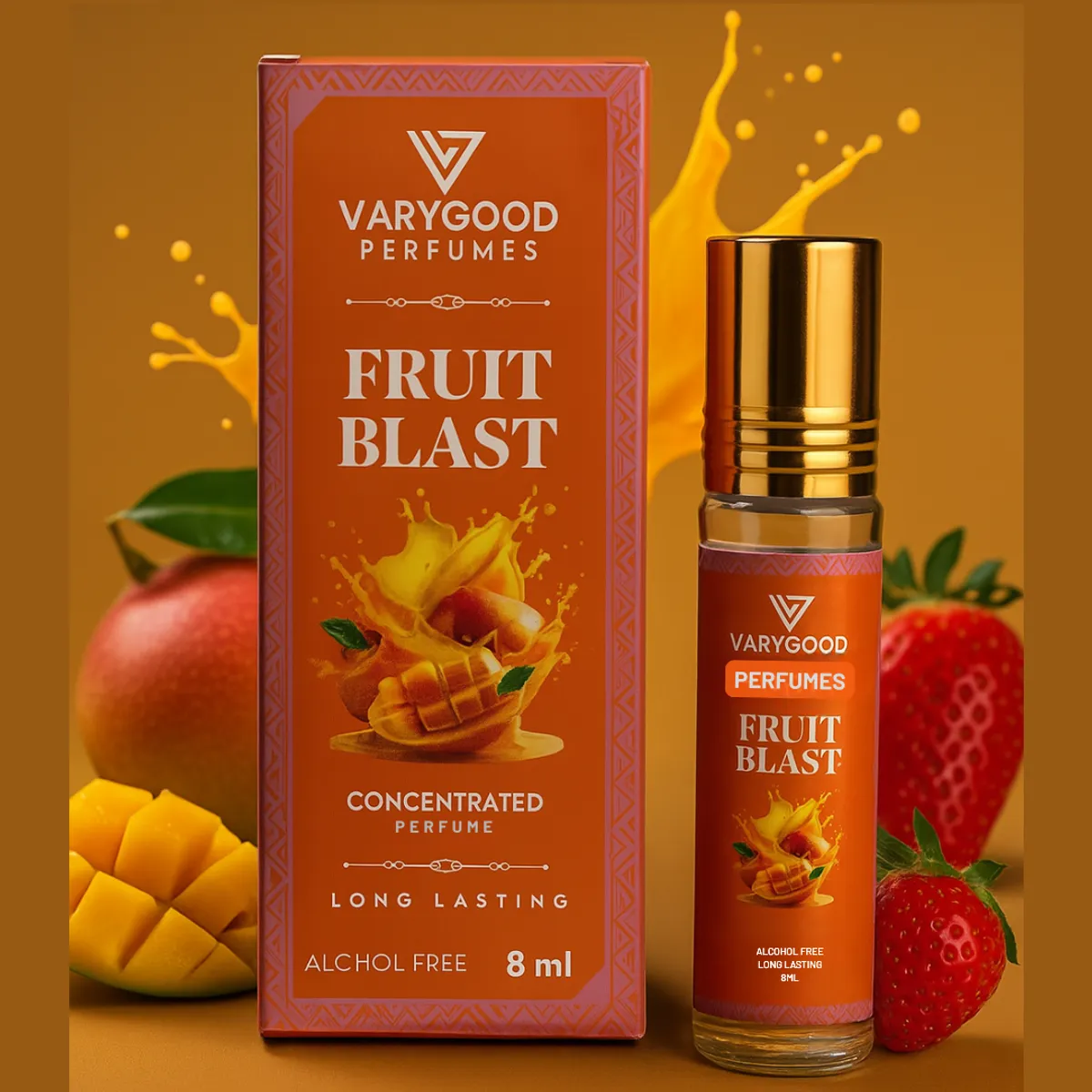 VaryGood Fruit Blast Attar Roll On - 8ml Alcohol-Free Concentrated Perfume for Men & Women