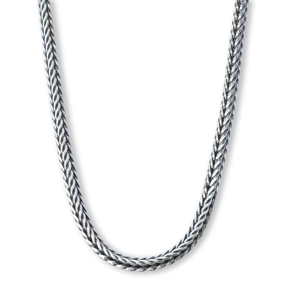 Twisted Fox Tail Chevron Shape Stainless Necklace For Men 60cm - Chrome