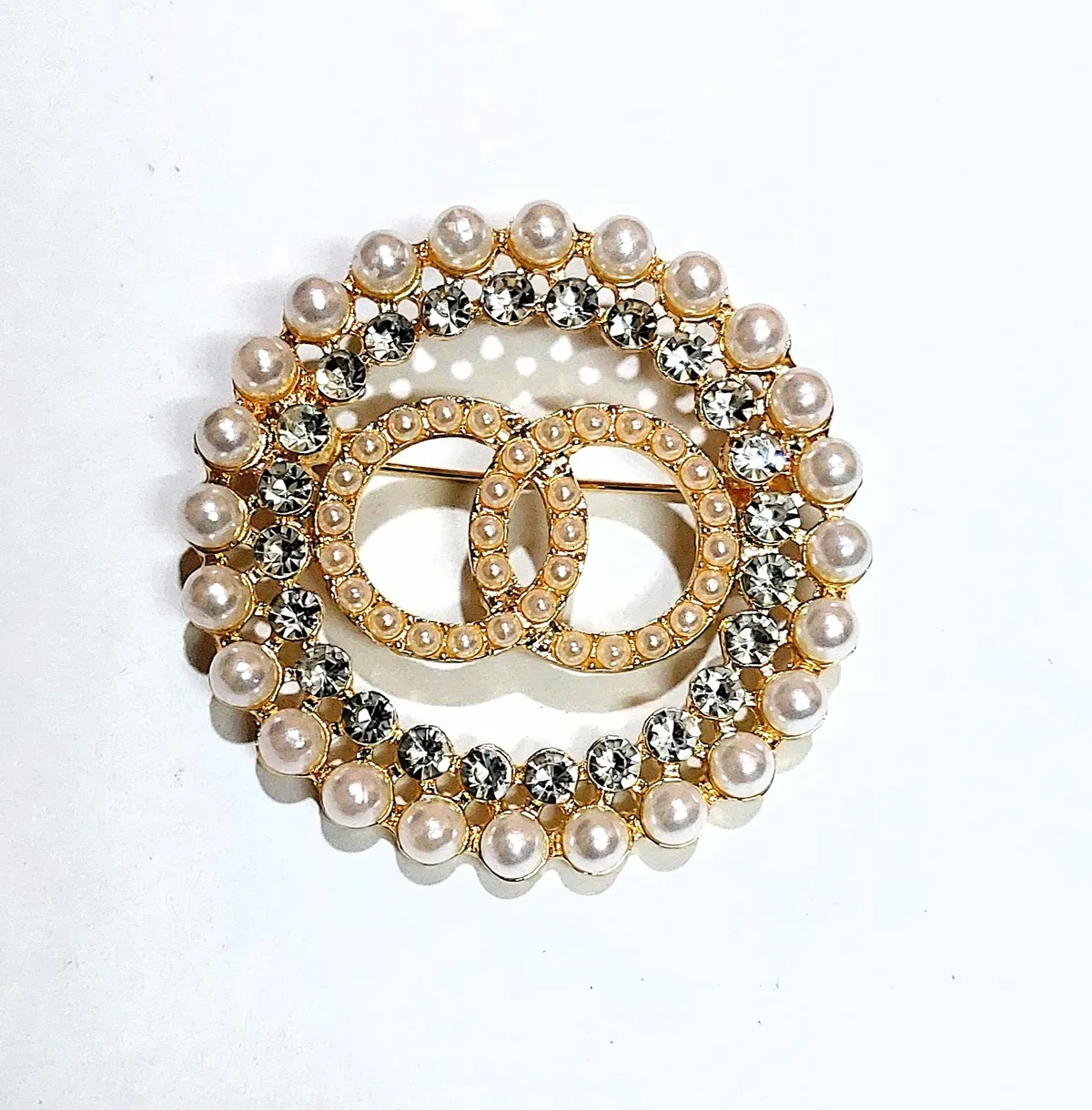 Faux Pearl And Rhinestones Embellished Brooch For Women-(Silver)