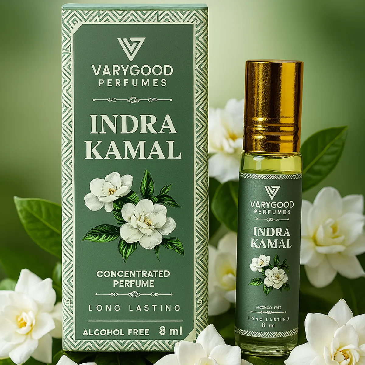 Indra Kamal Attar Roll On – 8ml Alcohol-Free Concentrated Perfume for Women & Men | Long Lasting Floral Gardenia Scent