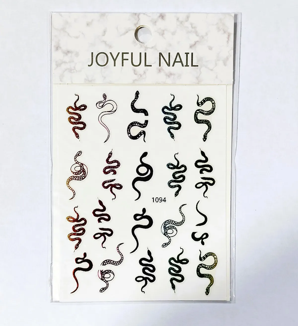 Joyful 3D Snake Art Self Adhesive Nail Sticker - Multicolor