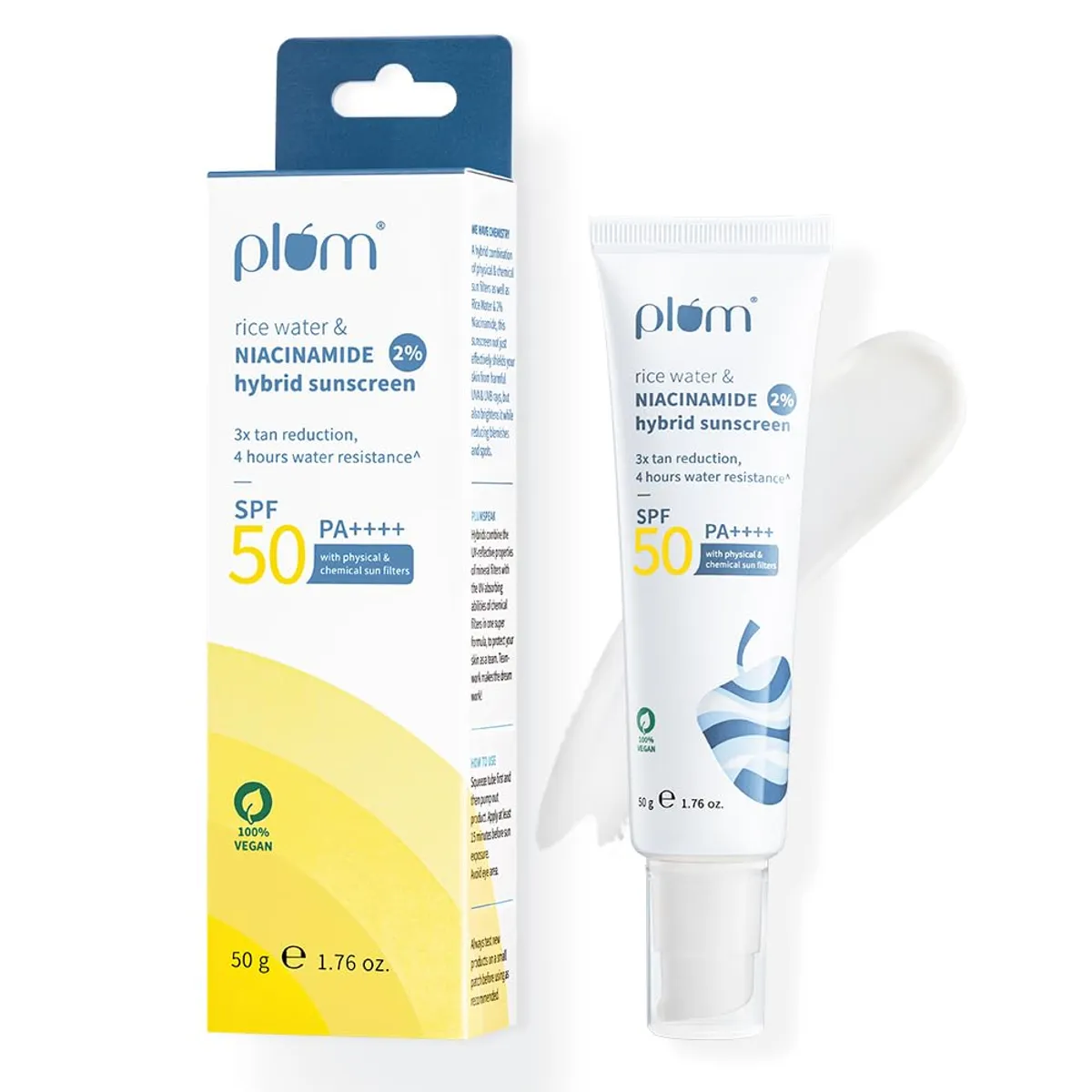 Plum 2% Niacinamide & Rice Water SPF 50 PA+++ Hybrid Sunscreen 50g