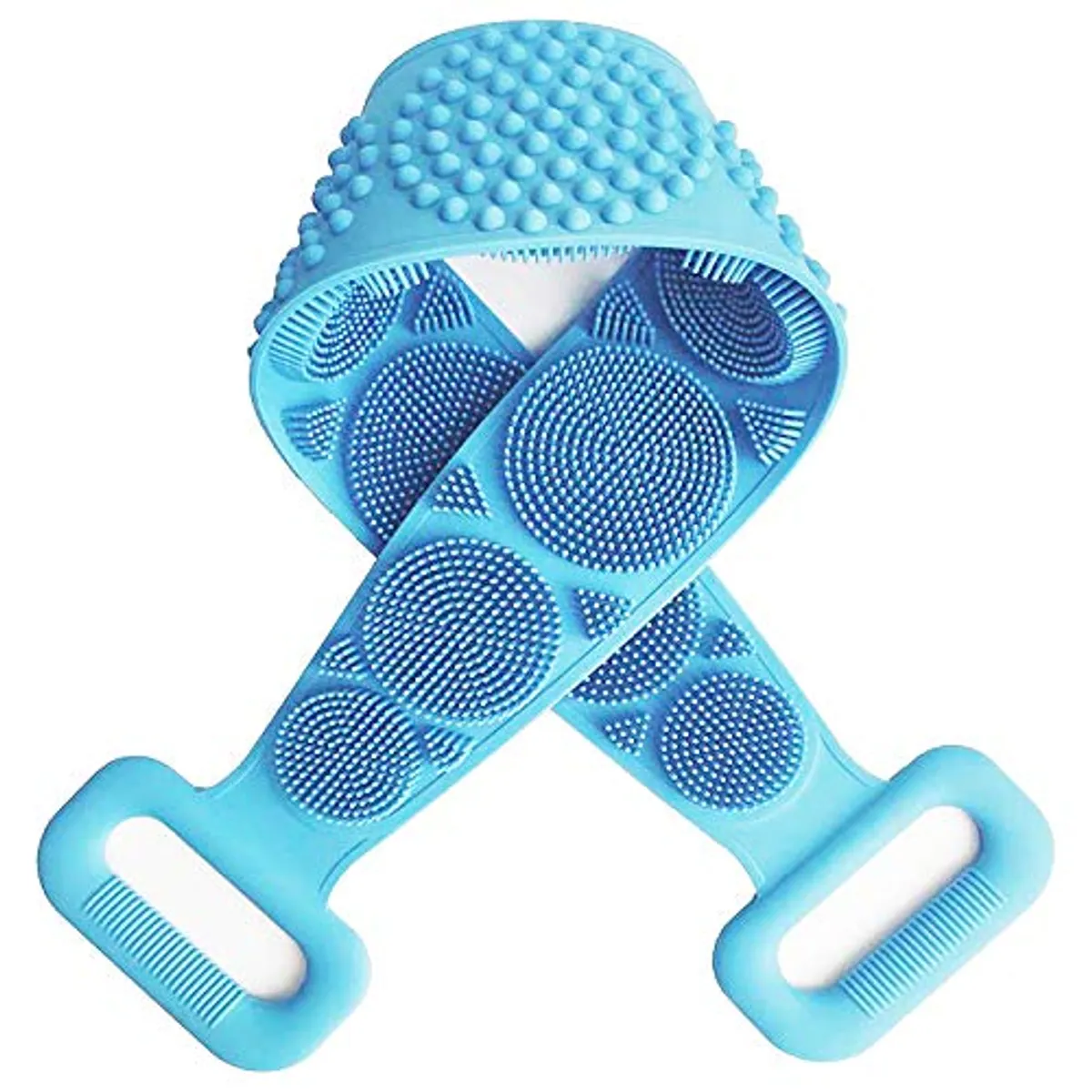 Silicone Body Back Scrubber Double-Sided Bath Brush with Handles – Deep Cleansing & Exfoliating Shower Belt (Color May Vary)