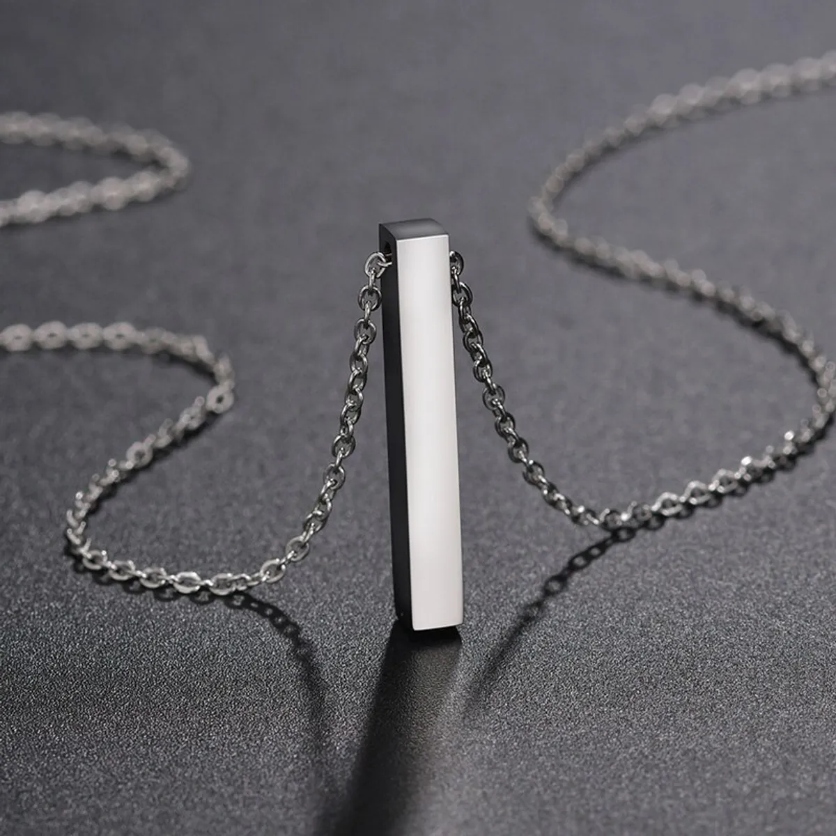 Vertical Bar Pendant Necklace For Women 40cm-Silver