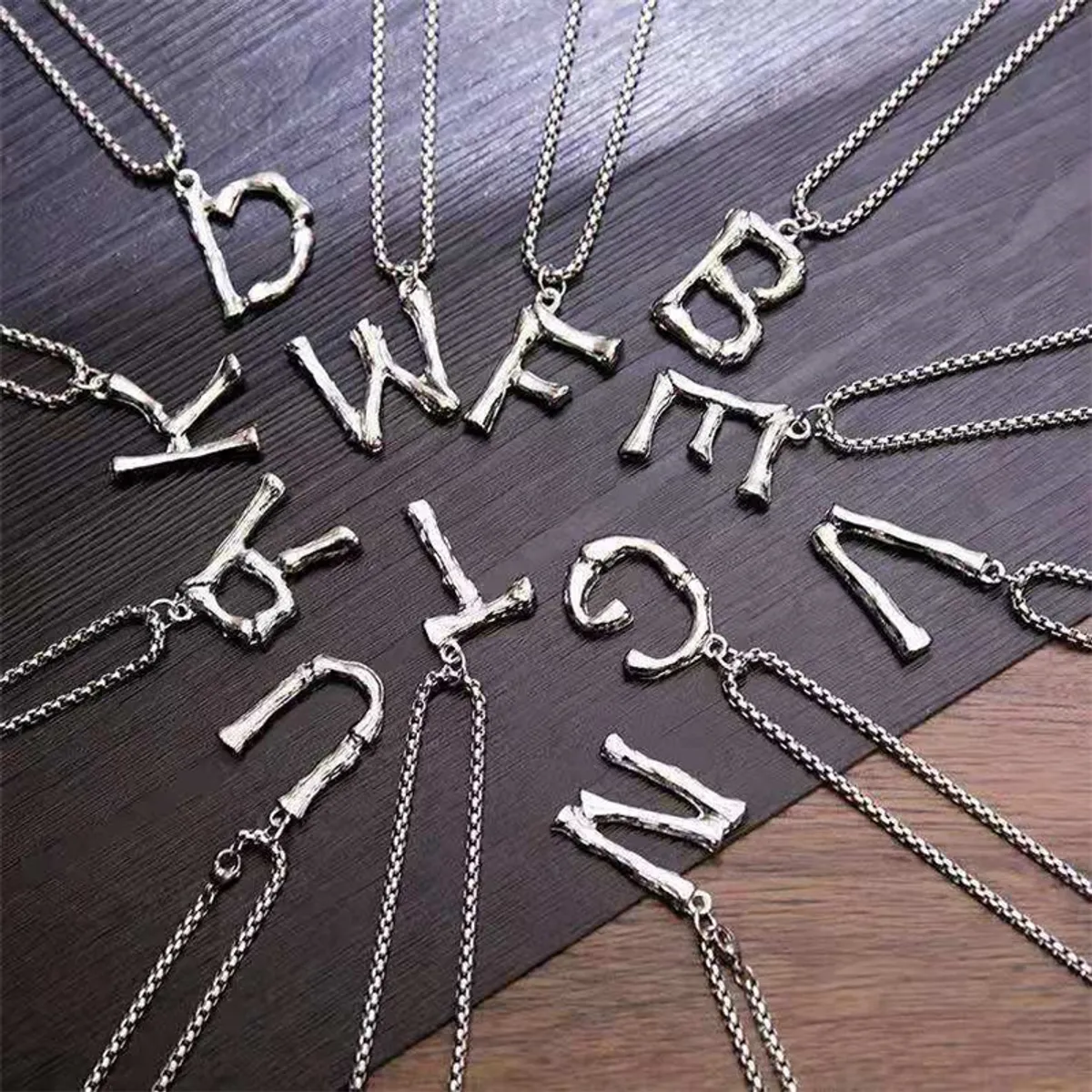 Initial Letter Pendant In Box Chain Necklace For Men 60cm