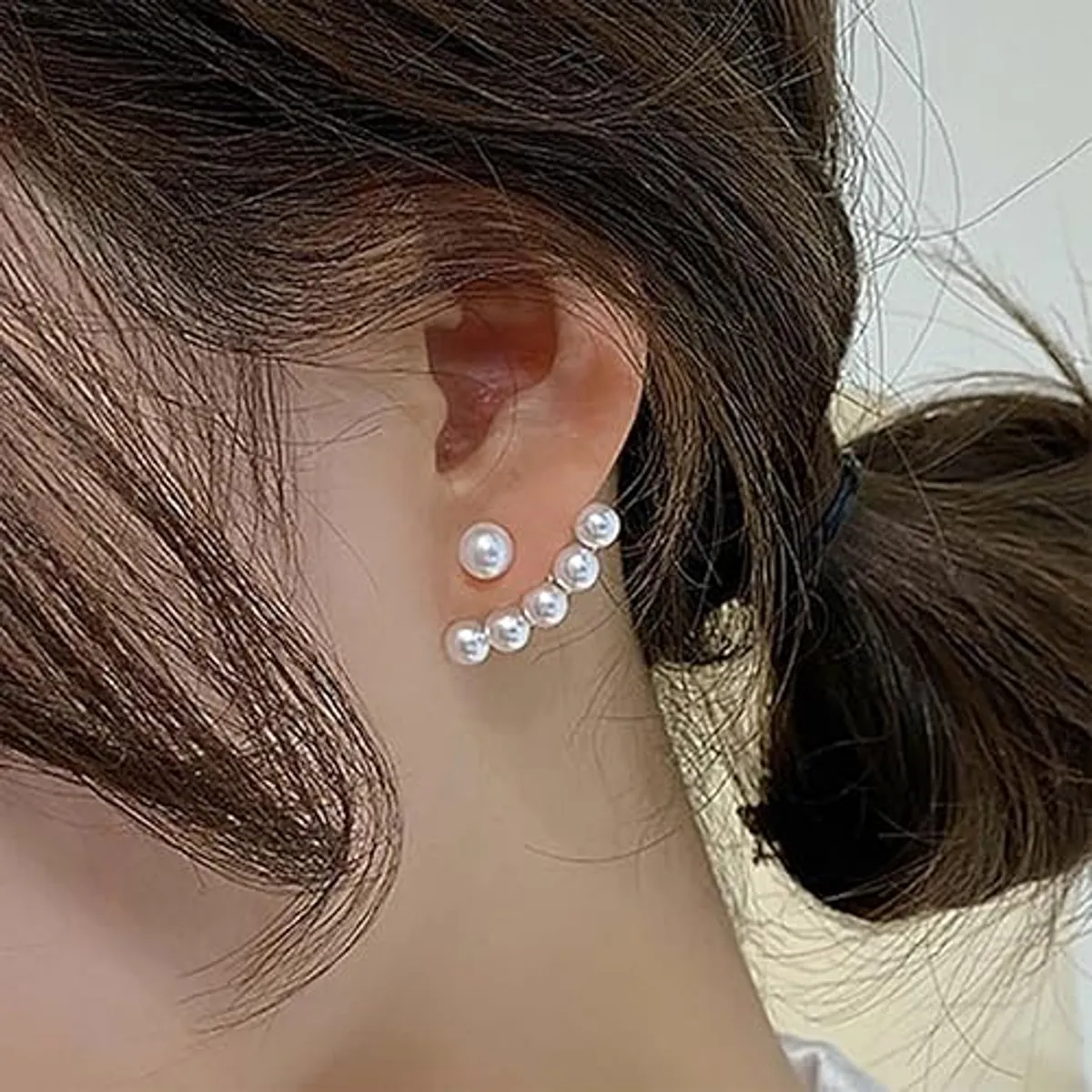 Softwrap Korean Pearl Beaded Earrings For Women - Gold (9 Mm)