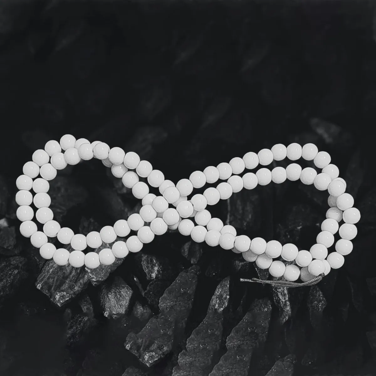 108 White Glass Beads Prayer Mala (80cm)