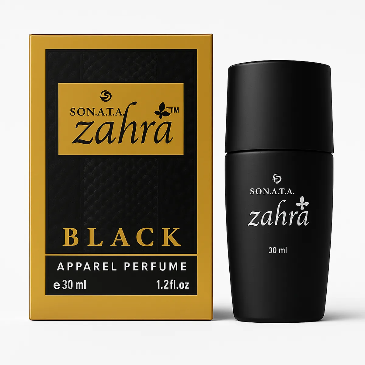 Sonata Zahra Black Apparel Perfume for Men – Sweet & Fresh Long-Lasting Scent – 30ml