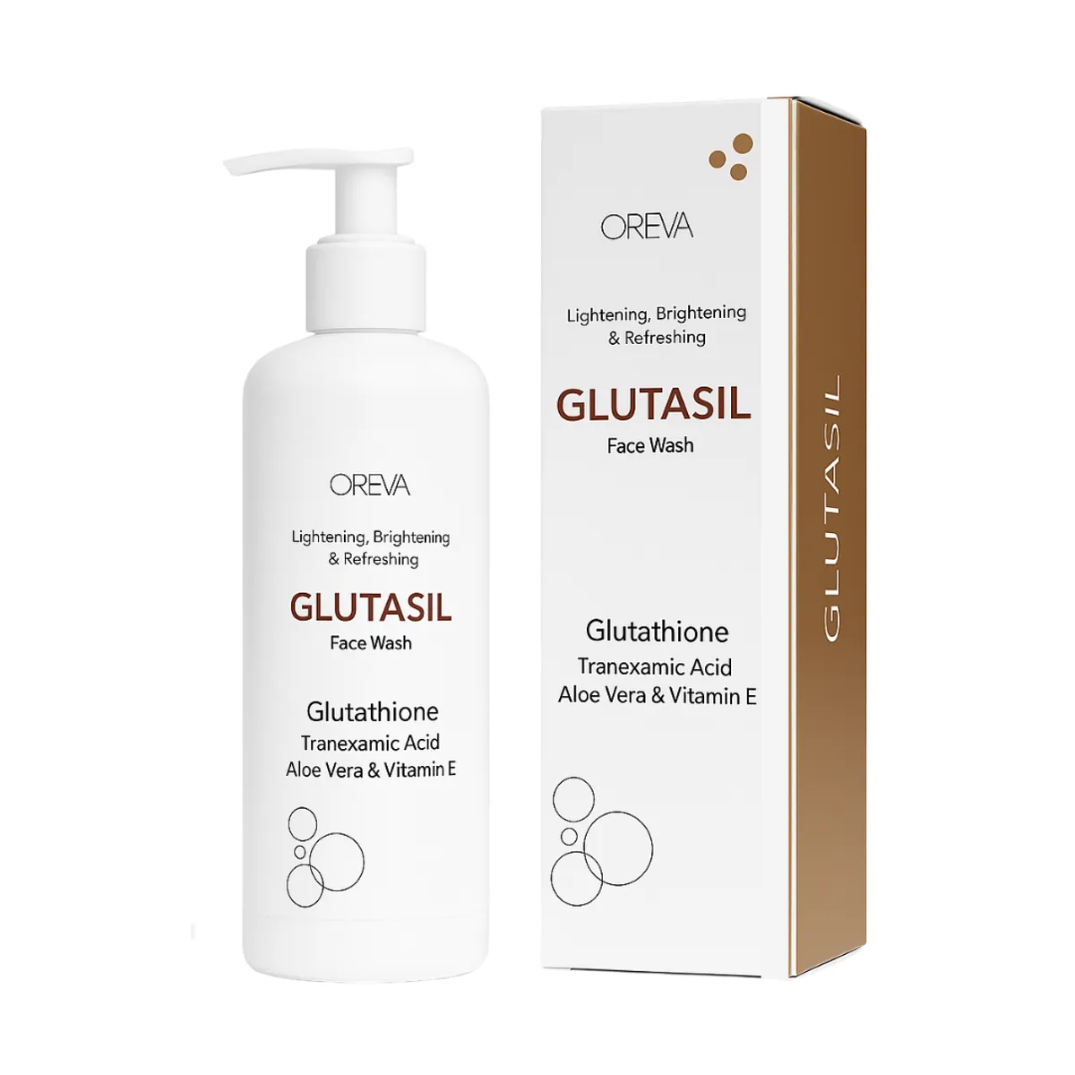 Oreva Dermacare Glutasil Face Wash 250ml | With Glutathione, Tranexamic Acid, Aloe Vera & Vitamin E Face Wash For Lightening, Brightening & Refreshing-(Glutathione)