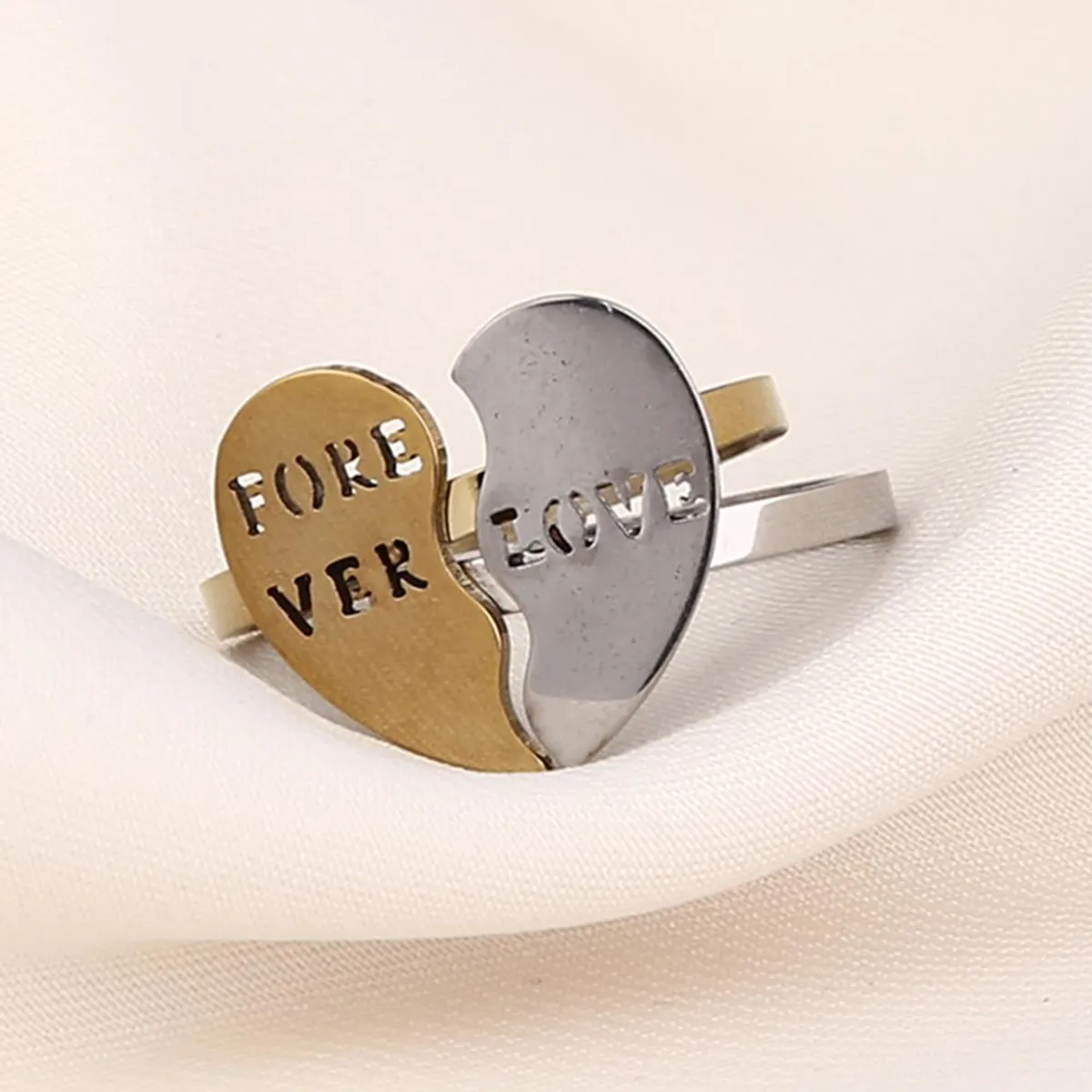 Forever Love Engraved Better Half Couple Ring Set For Unisex