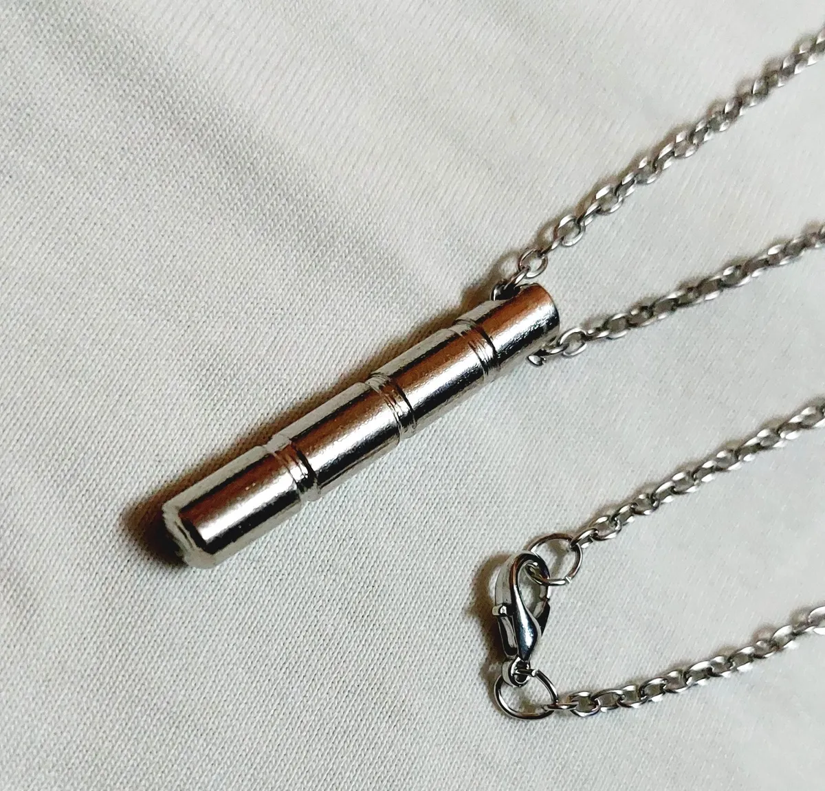 Bamboo Bar Three Carved Pendant Chain Necklace For Men 55cm-Silver