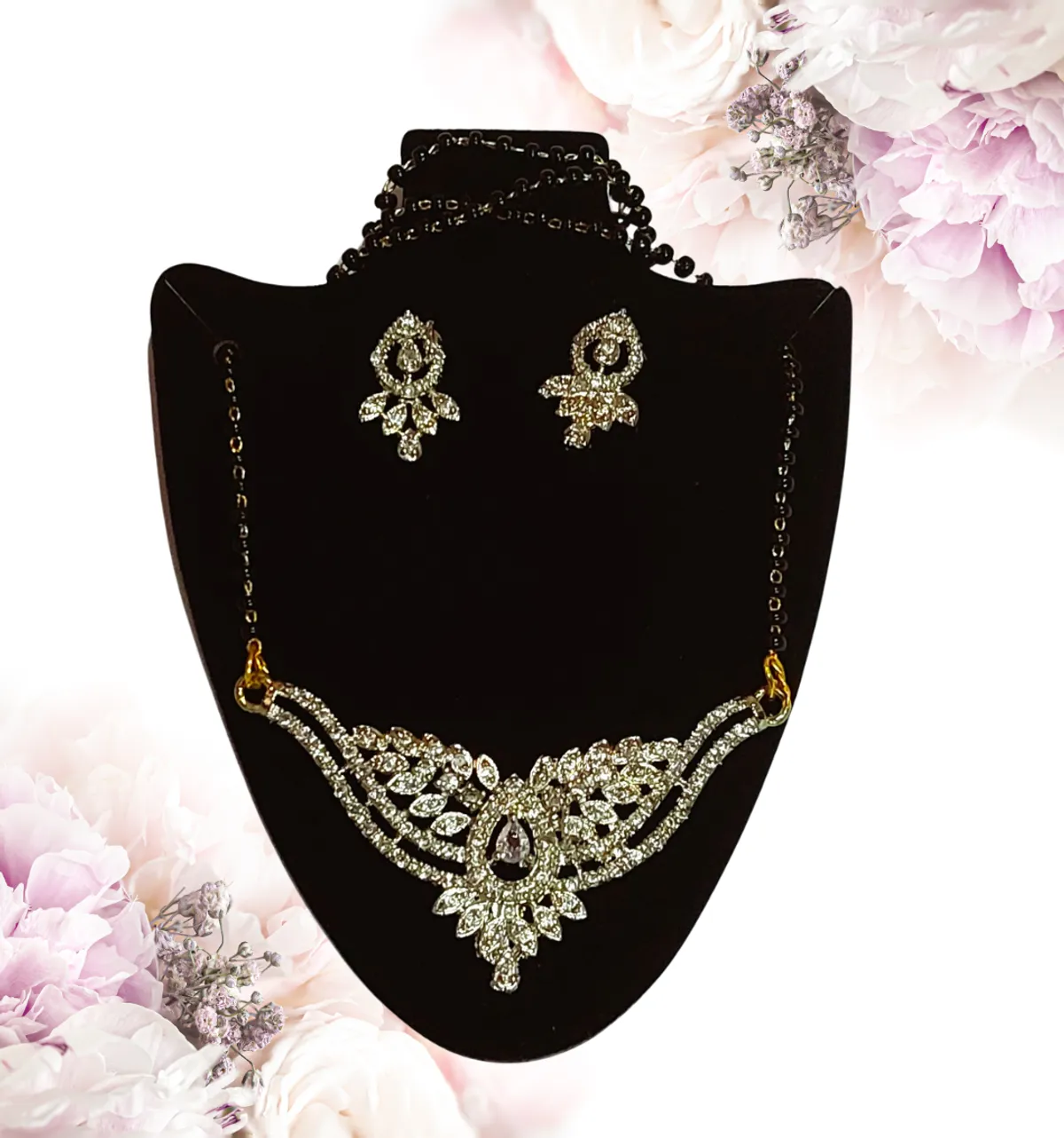 AD Studded Modern Mangalsutra For Women 50cm-Black