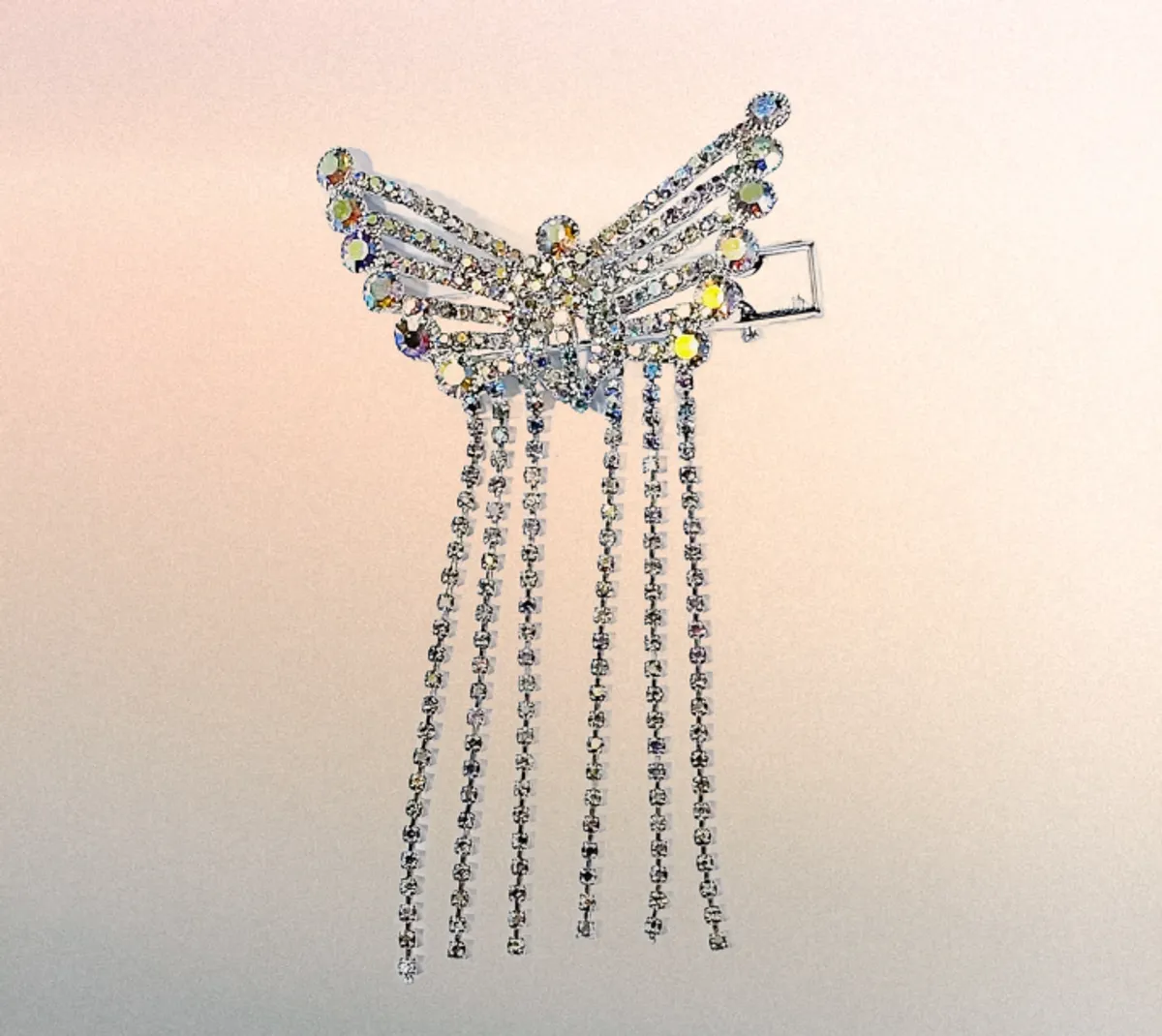 Sparkling Crystal Tassel Butterfly Hair Clip For Women-Silver (M)