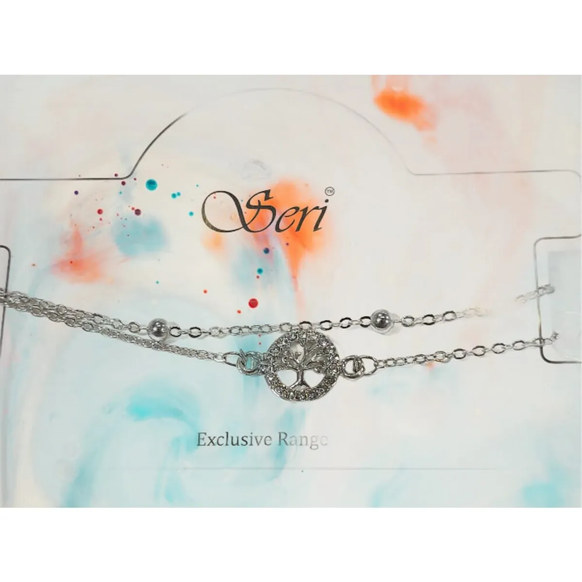 CZ Tree Of Life Double Layer Bracelet For Women 19cm-Silver