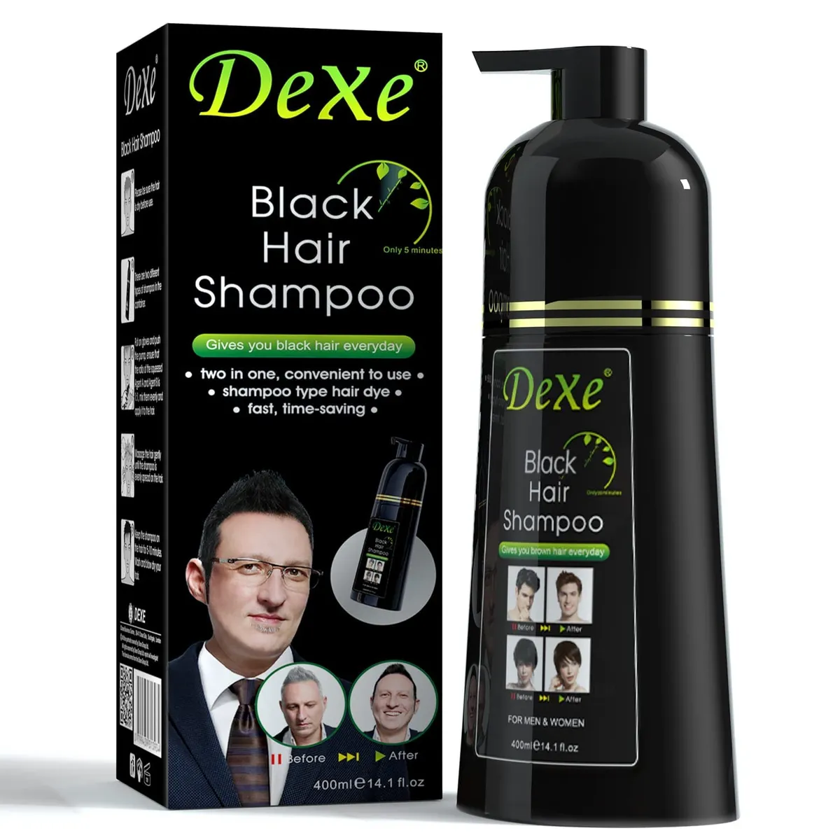 Dexe 2 In 1 Black Hair Shampoo 400ml