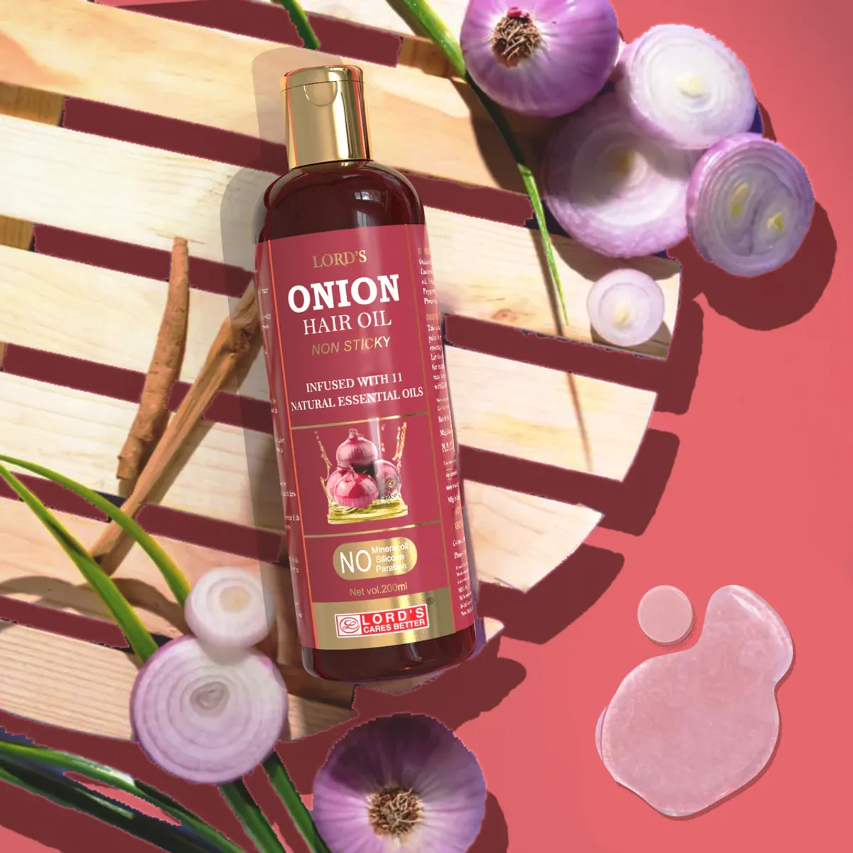 Lord's Non Sticky Onion Hair Oil With 11 Natural Essential Oils 200ml