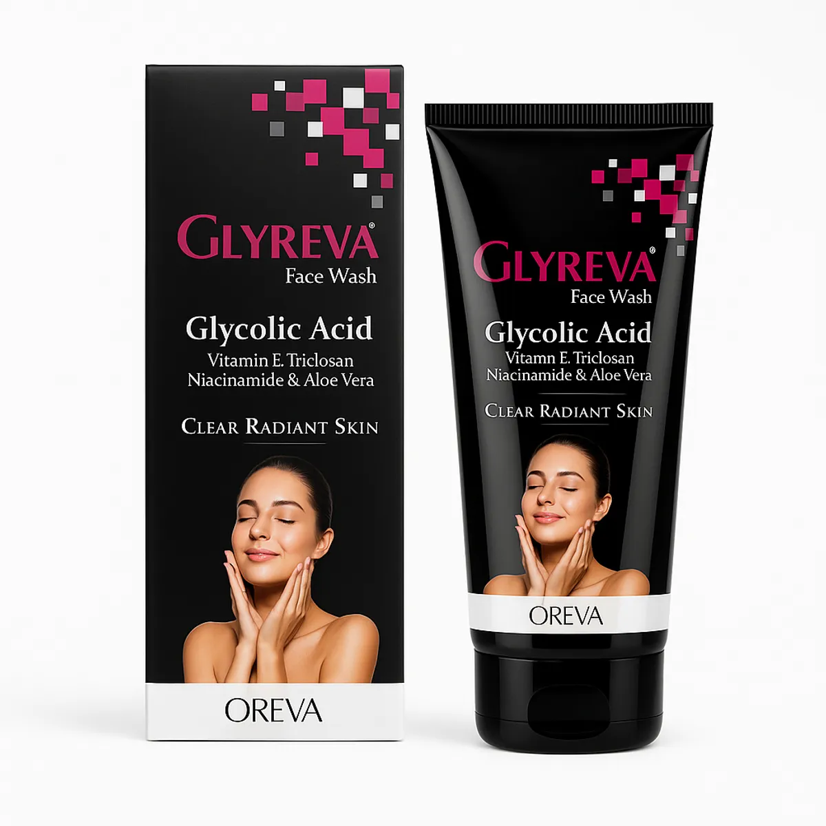 Oreva Dermacare Glyreva Face Wash 100gm - Glycolic Acid Face Wash With Vitamin E, Niacinamide & Aloe Vera – Anti-Acne, Brightening & Hydrating Face Wash for Radiant, Even Skin Tone-Fresh