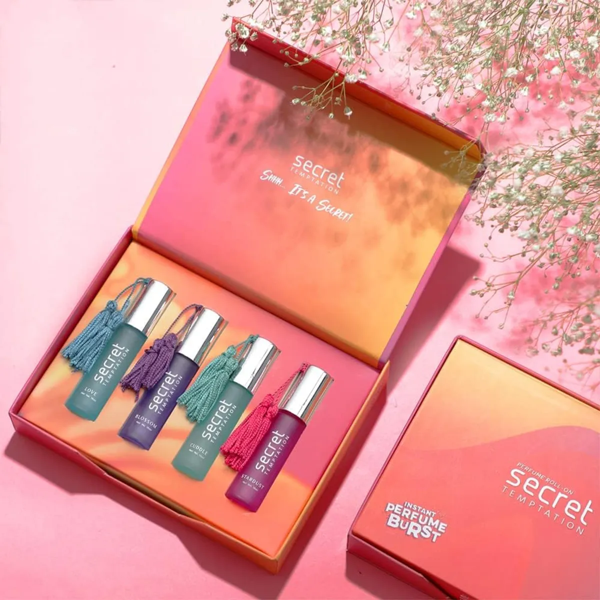 Secret Temptation Alcohol Free Perfume Roll On Gift Set for Women, Pack of 4 (10ml each)|Luxury Scent with Long Lasting Fragrance