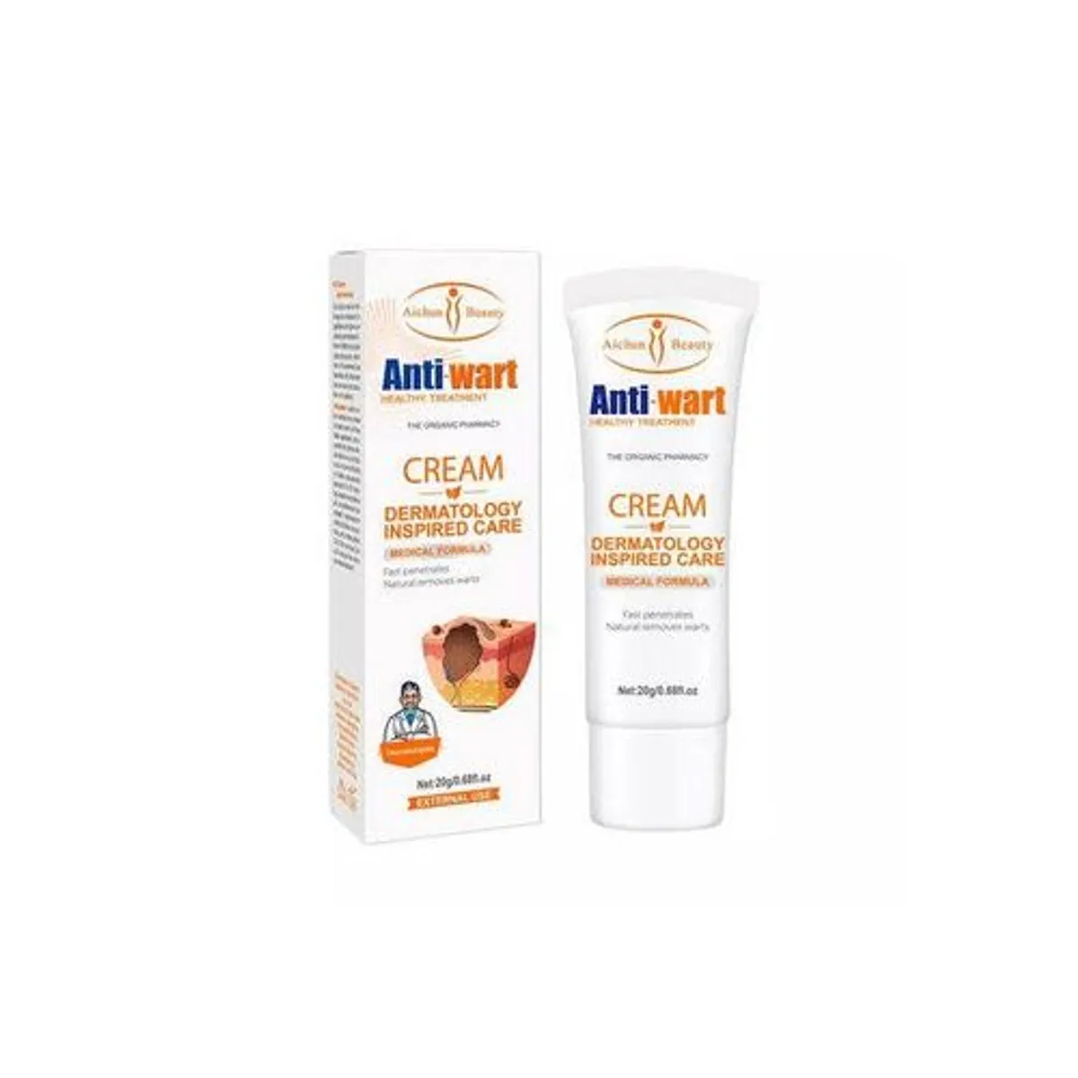 Aichun Beauty Wart Remover Cream Anti-Wart Cream Wart Treatment Skin Tags & Light Moles Removal -20g