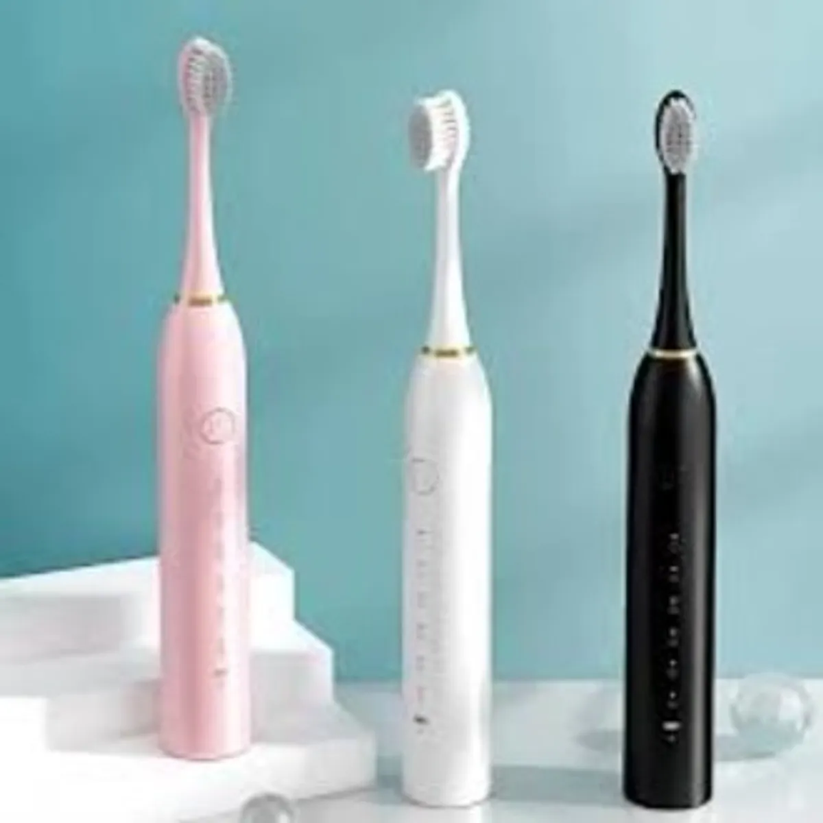 Electric Toothbrush with 3 Replaceable Heads Rechargeable, Deep Cleaning & Plaque Removal - Multicolor