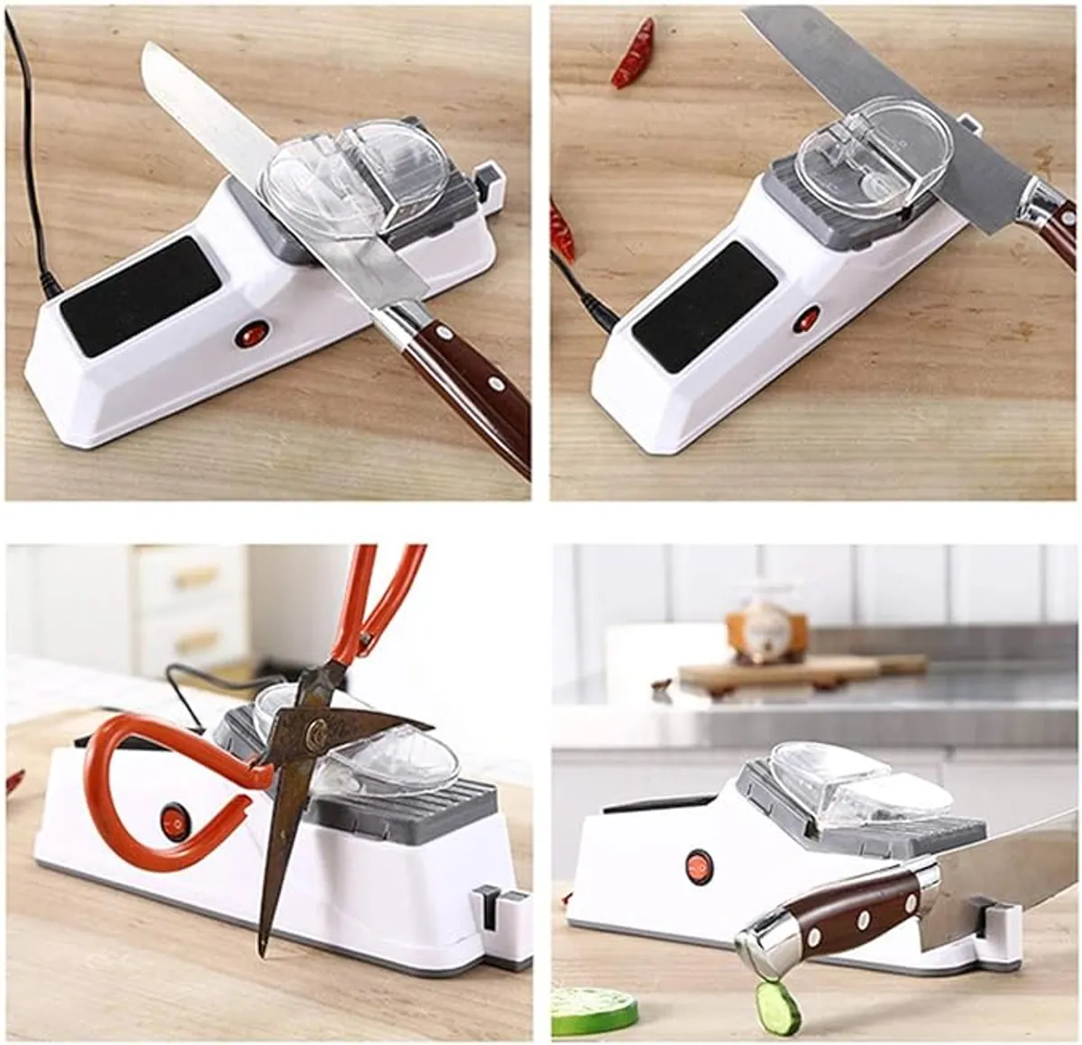 Usb Electric Knife Sharpener Adjustable Medium & Fine Grinding - White Multicolor