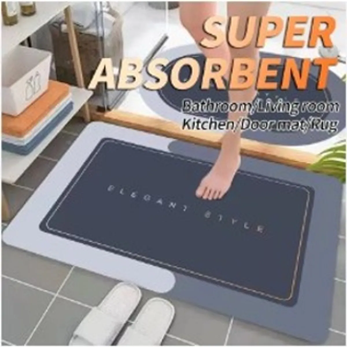 Super Absorbent Quick-Dry Floor Mat Bathroom & Home Use - Multicolor