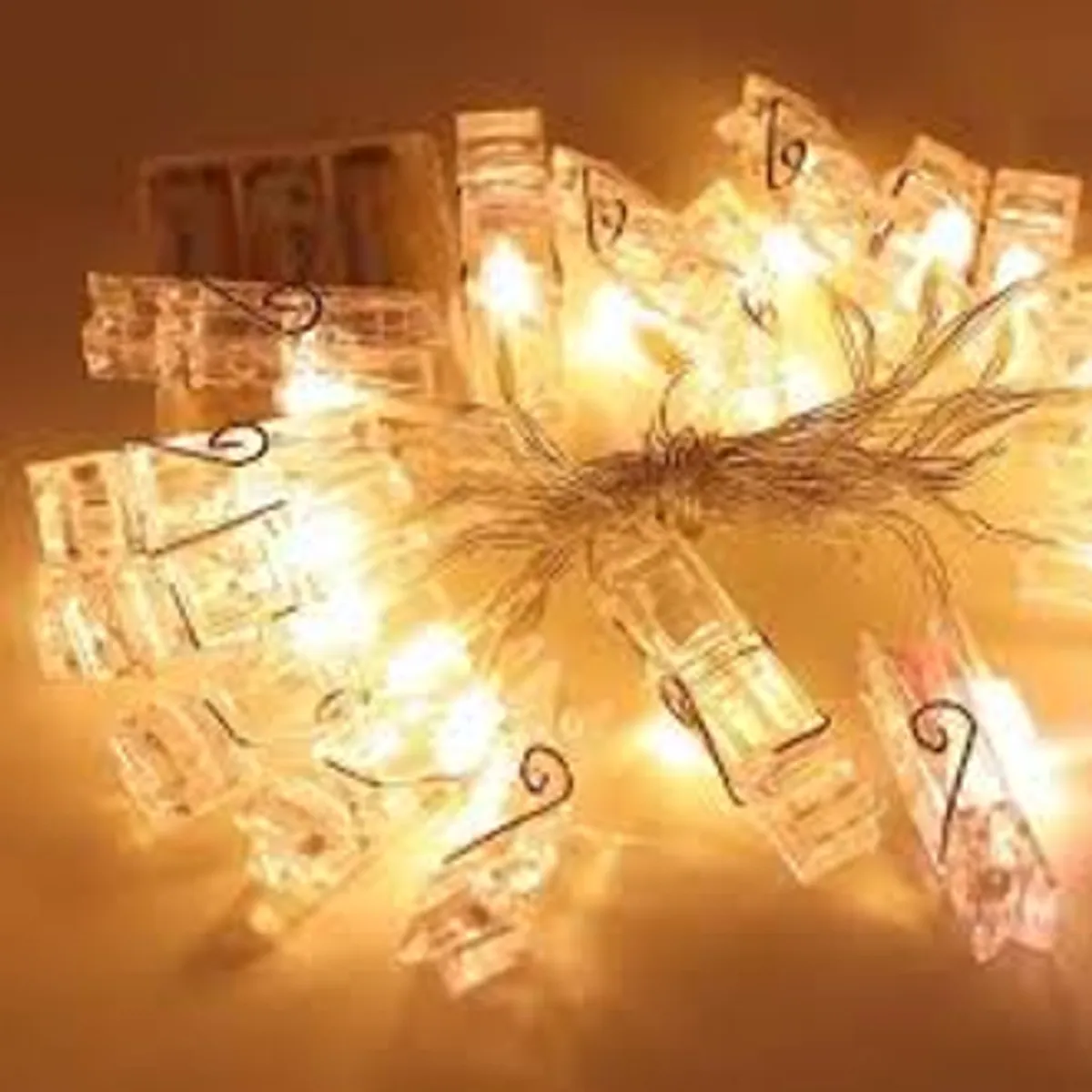 20 Plastic Photo Clip Led String Lights For Home Decor - Watermelon Red