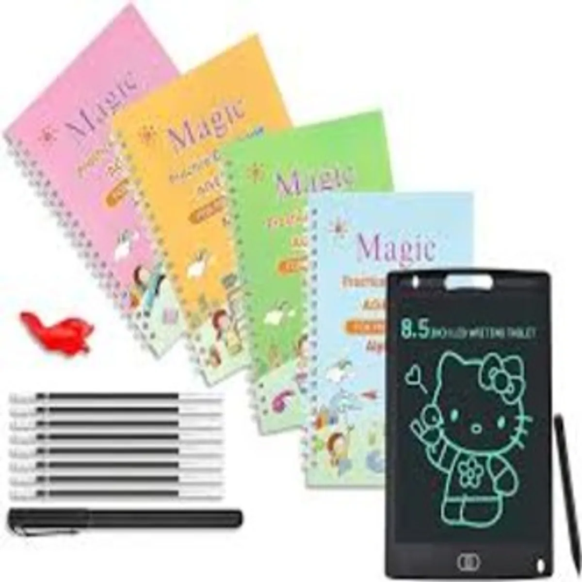 Combo of 4 Magic Handwriting Books with Reusable LCD Writing Tablet - Multicolor