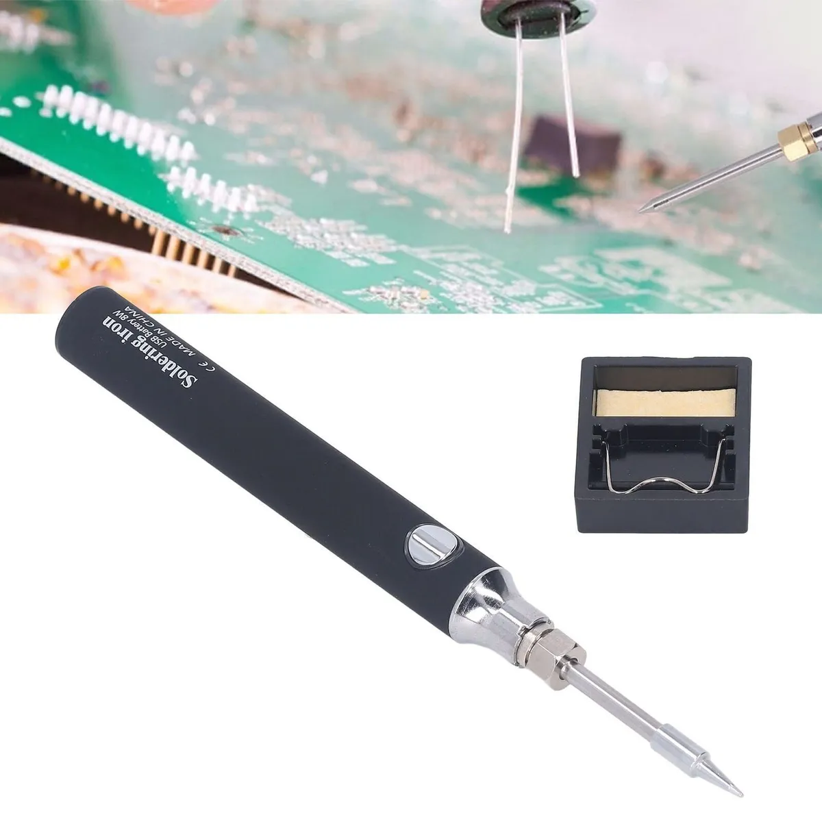 USB Electric Soldering Iron Pen Portable & Adjustable - Black
