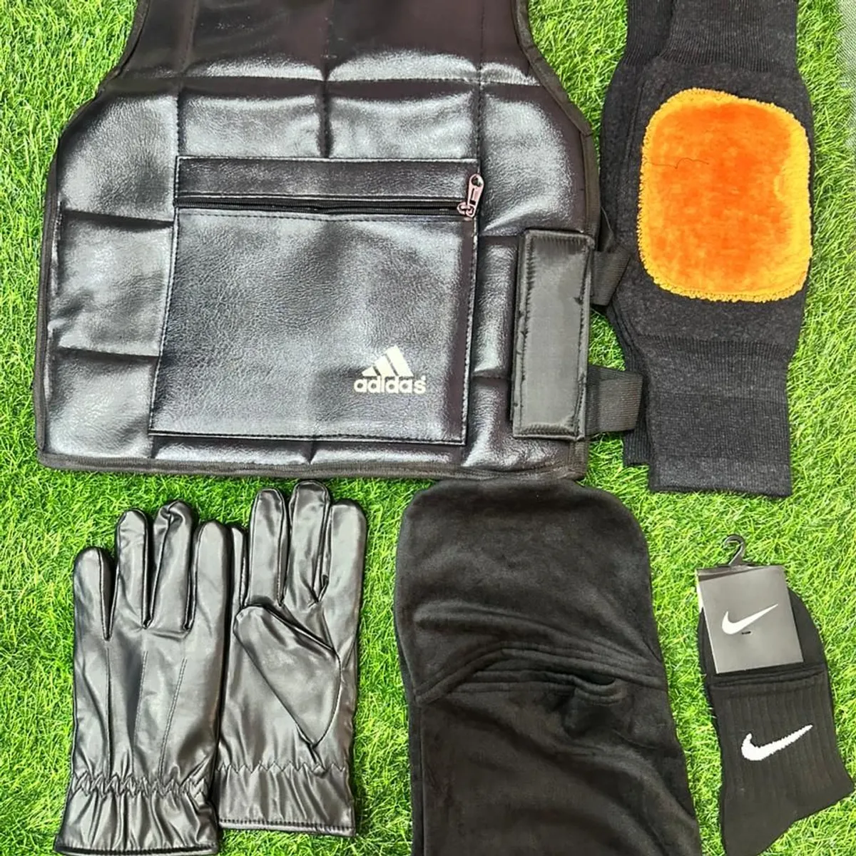 6 in 1 Winter Sports & Riding Combo Set Chestguard, Gloves, Knee Warmer, Velvet Monkey Cap, Socks