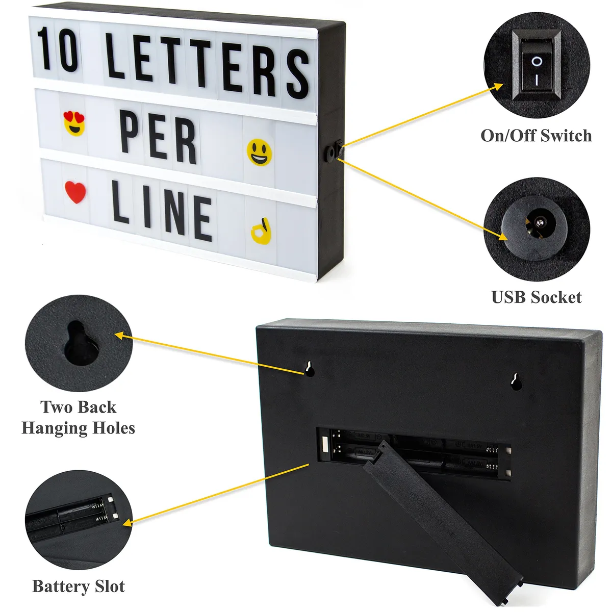 Cinematic LED Light Box With Custom Letters & Symbols for Parties