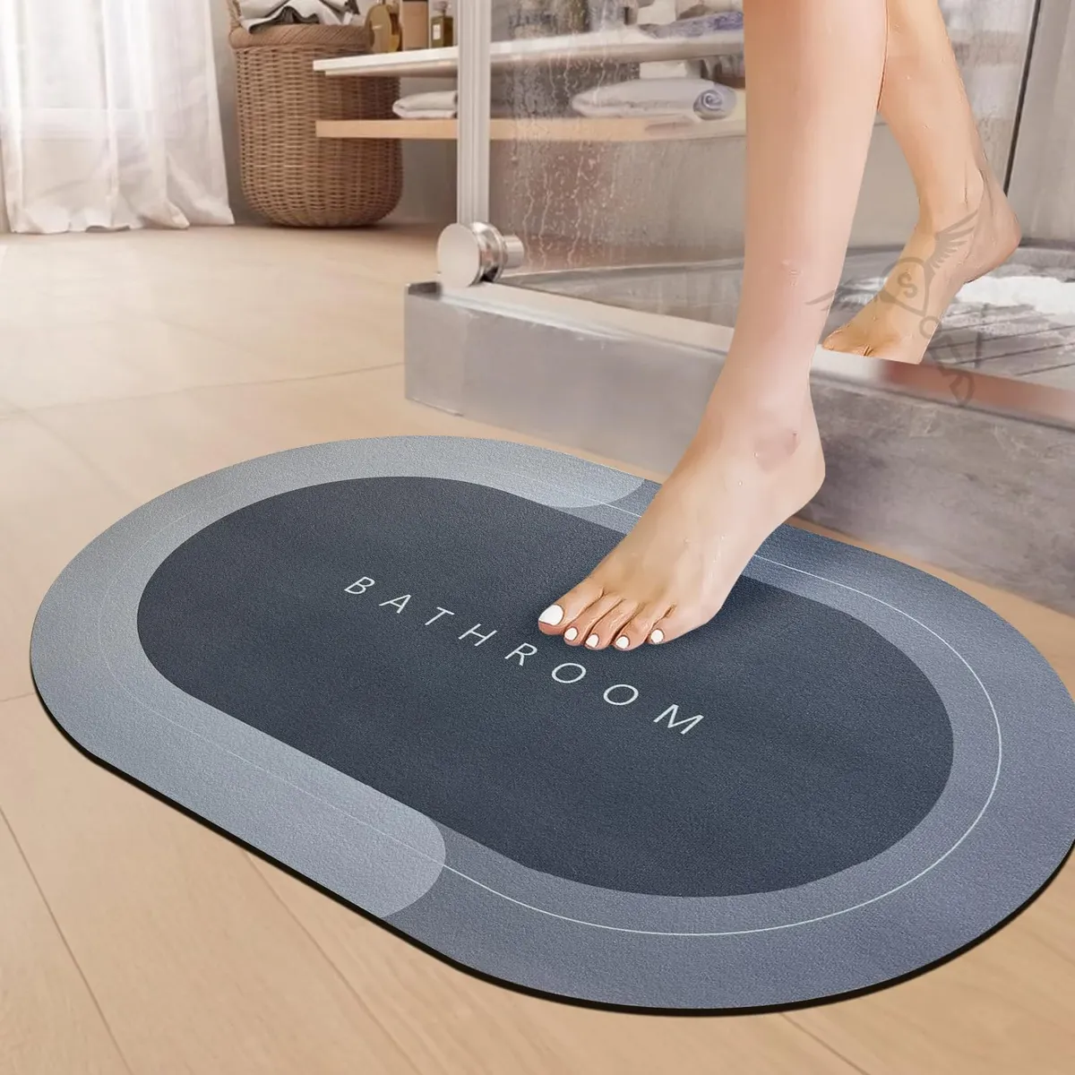 Ultra-Absorbent Anti-Skid Bathroom Floor Mat - 19 × 30.5cm Multicolor