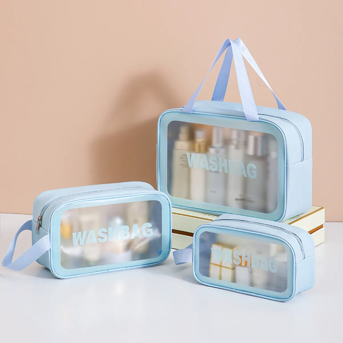3-in-1 Waterproof PVC Travel Organizer & Toiletry Wash Bag - Multicolor