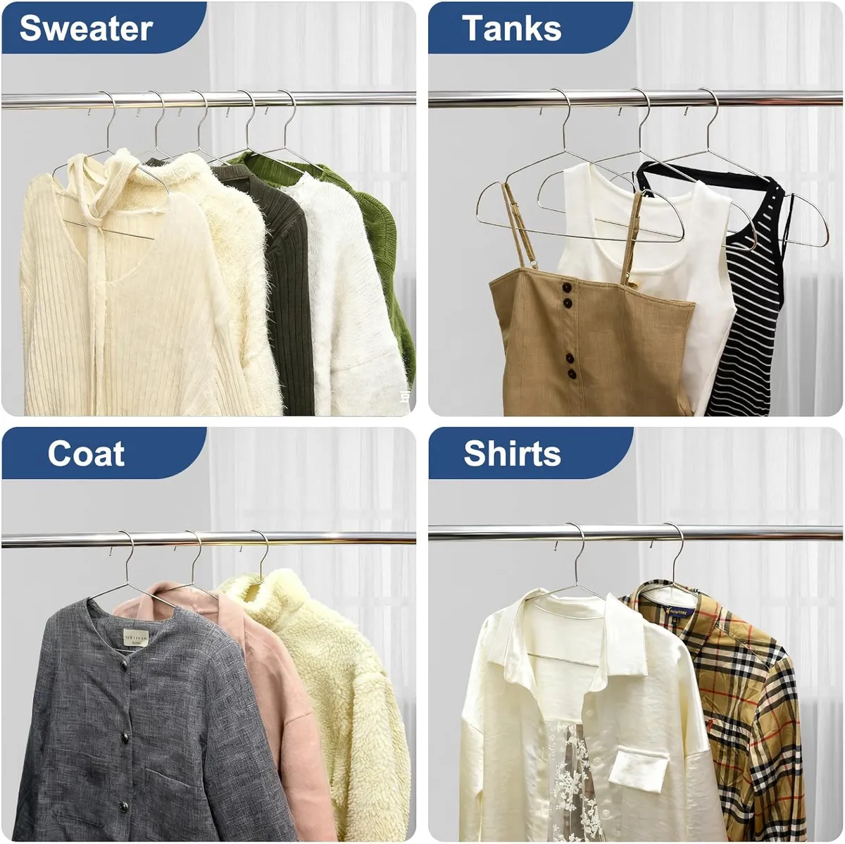 10Pcs Heavy-Duty Non-Slip Metal Clothes Hangers - Multicolor
