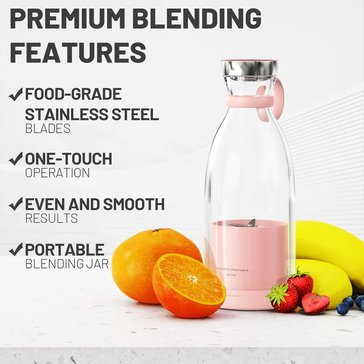 6-Blade Portable USB Blender With Electric Mixer - 380ml Multicolor