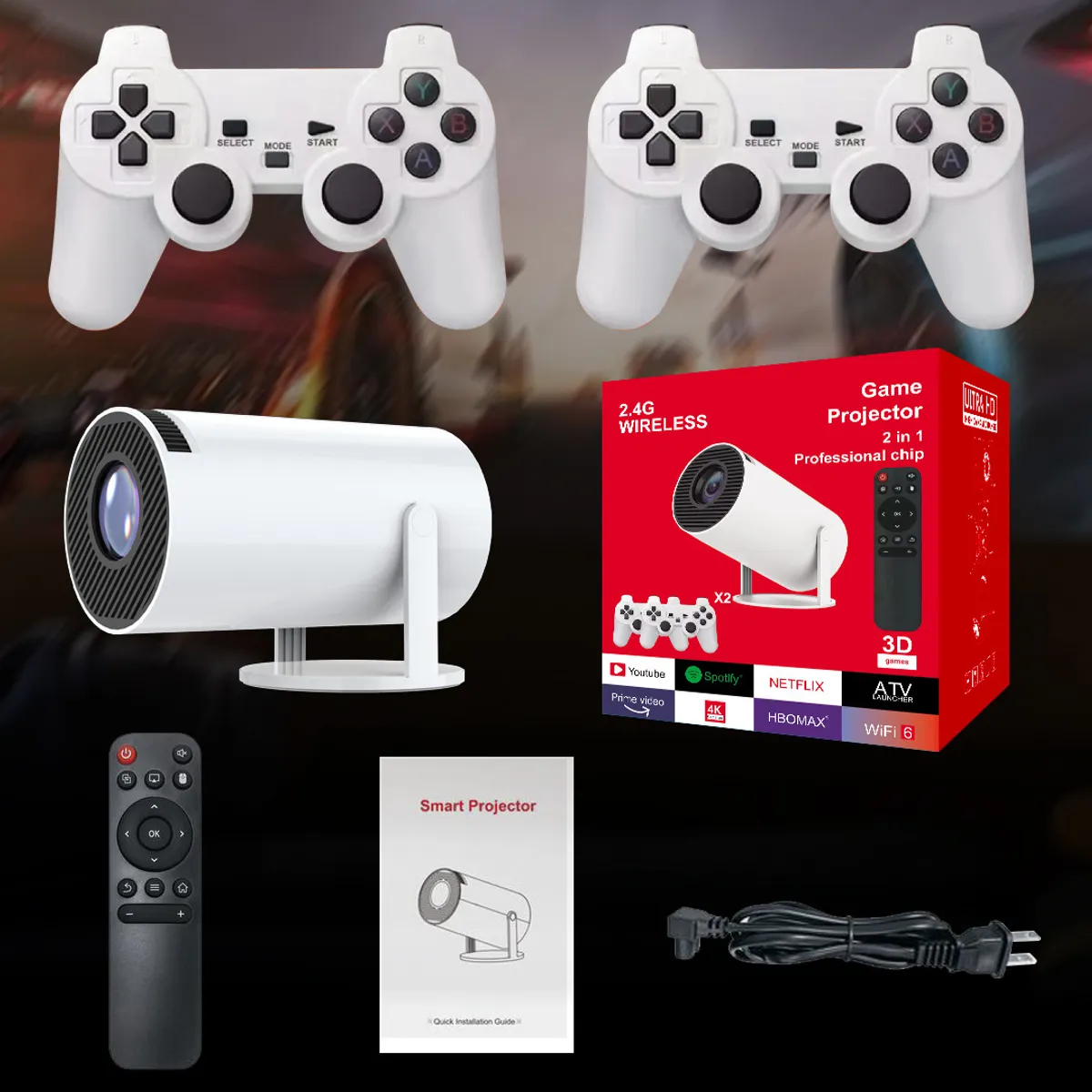 Smart Android Game Projector With WiFi & Bluetooth - White