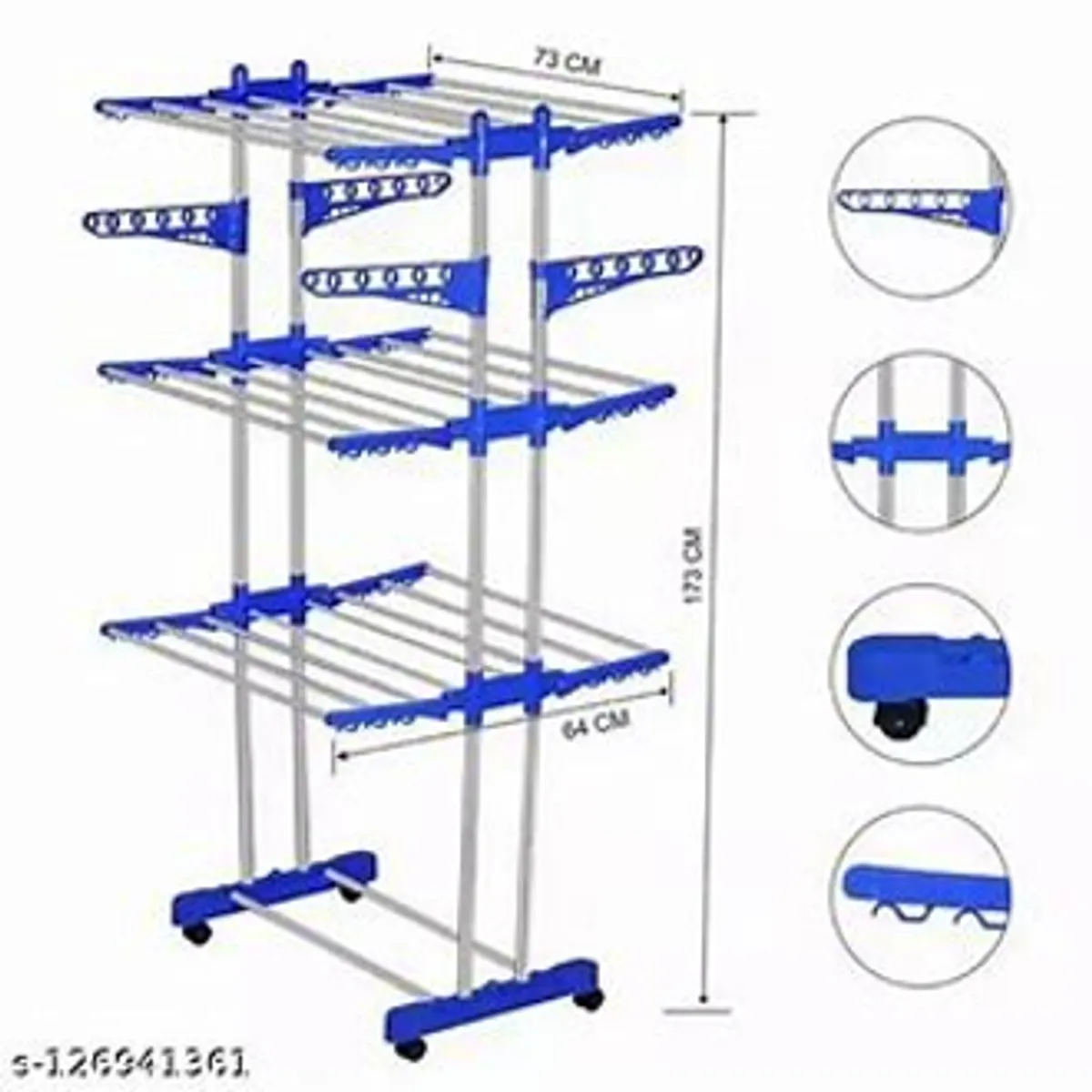 Heavy-Duty Stainless Steel Double Pole Foldable Clothes Dryer Drying Stand - (Multicolor)