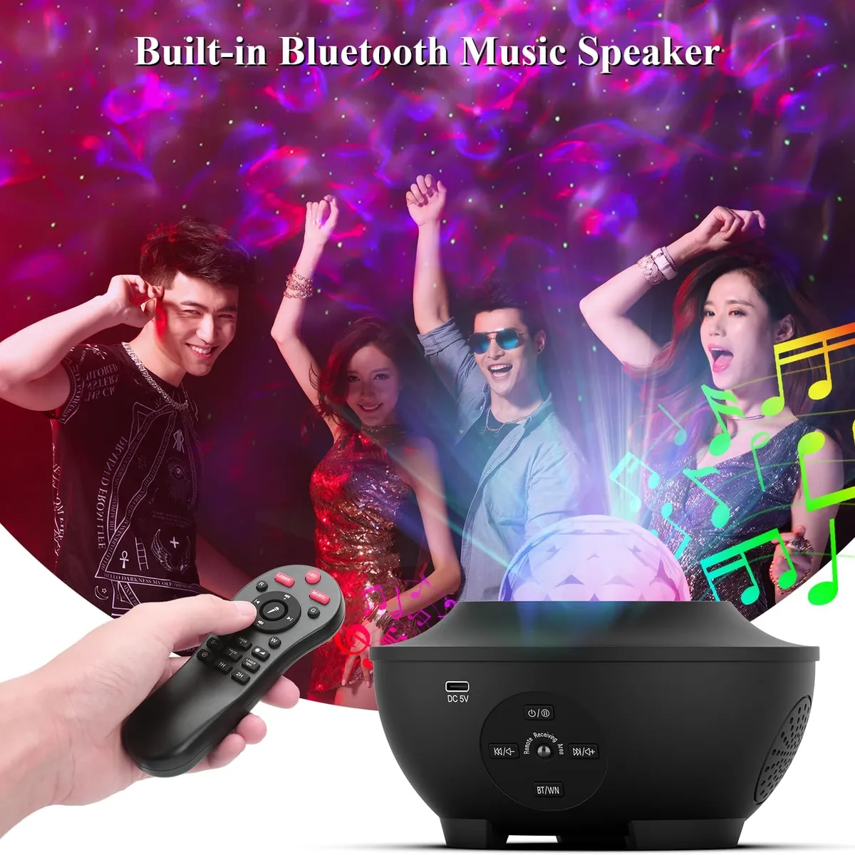Starry Night Light Projector Galaxy & Ocean Wave with Remote & Bluetooth Speaker - (Multicolor)