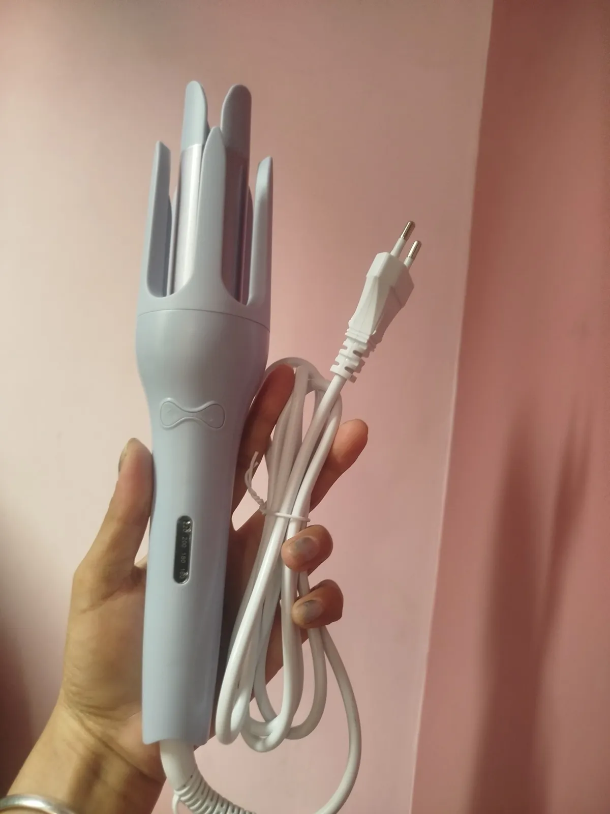 Automatic Hair Curler with LED Display Tangle-Free with Perfect Rotation & Temp Control - (Purple)